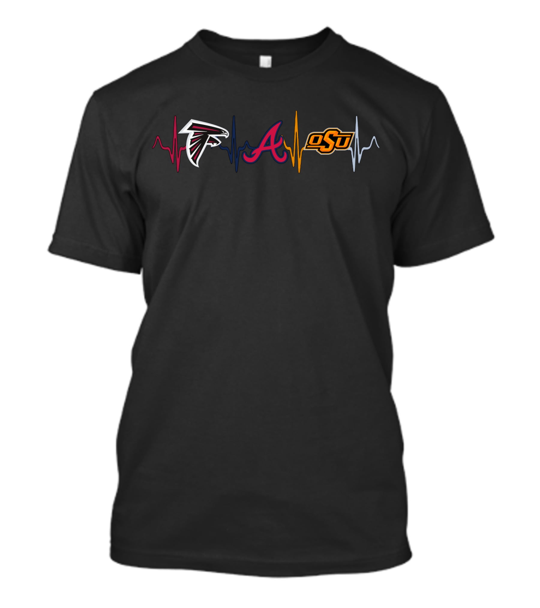 Atlanta Falcons Atlanta Braves Oklahoma State Cowboys Heartbeat T-Shirt