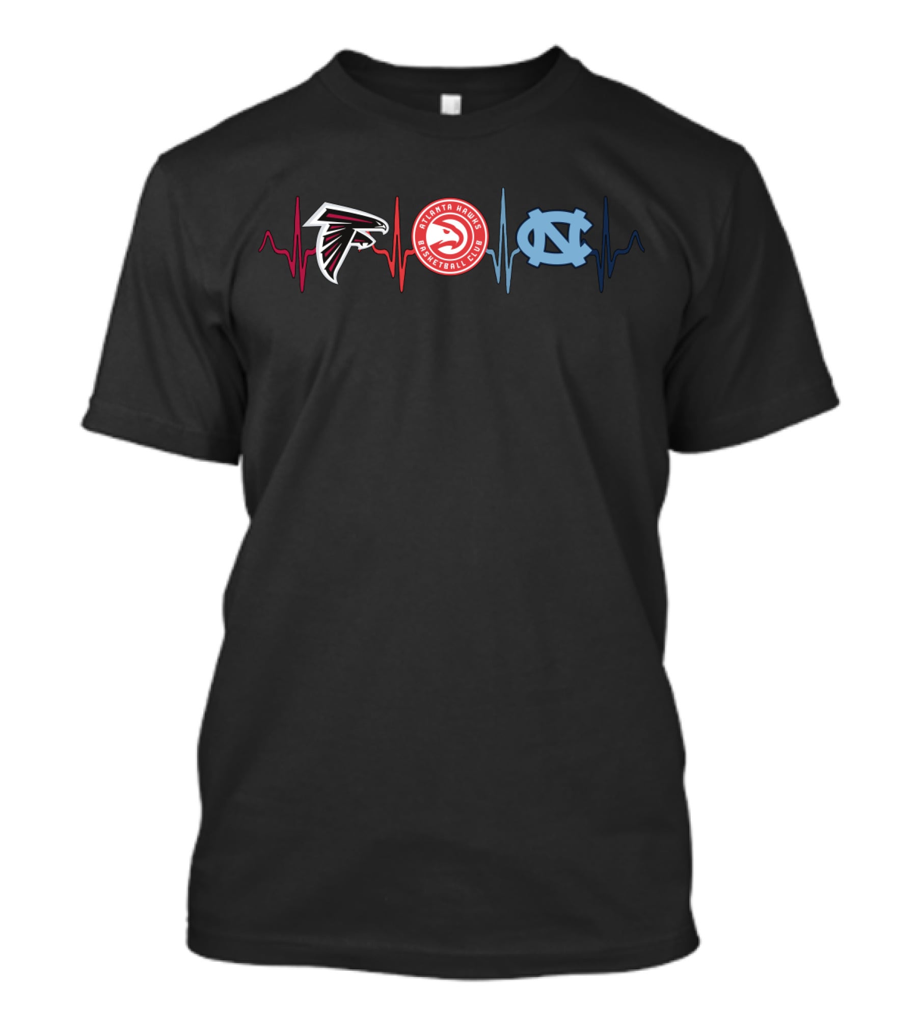 Atlanta Falcons Hawks Unc Tar Heels Heartbeat T-Shirt