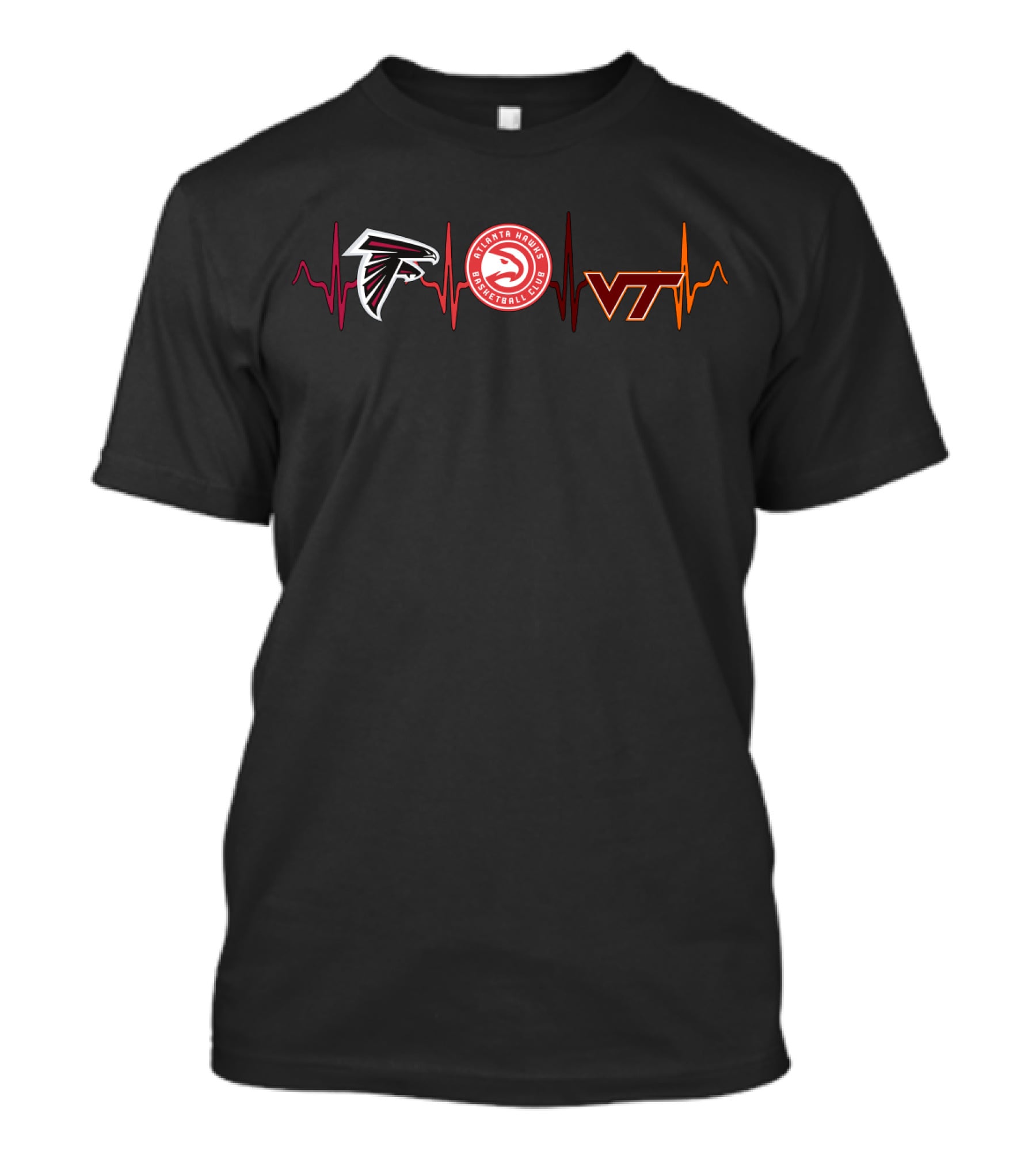 Atlanta Falcons Hawks Basketball Vt Hokies Heartbeat T-Shirt