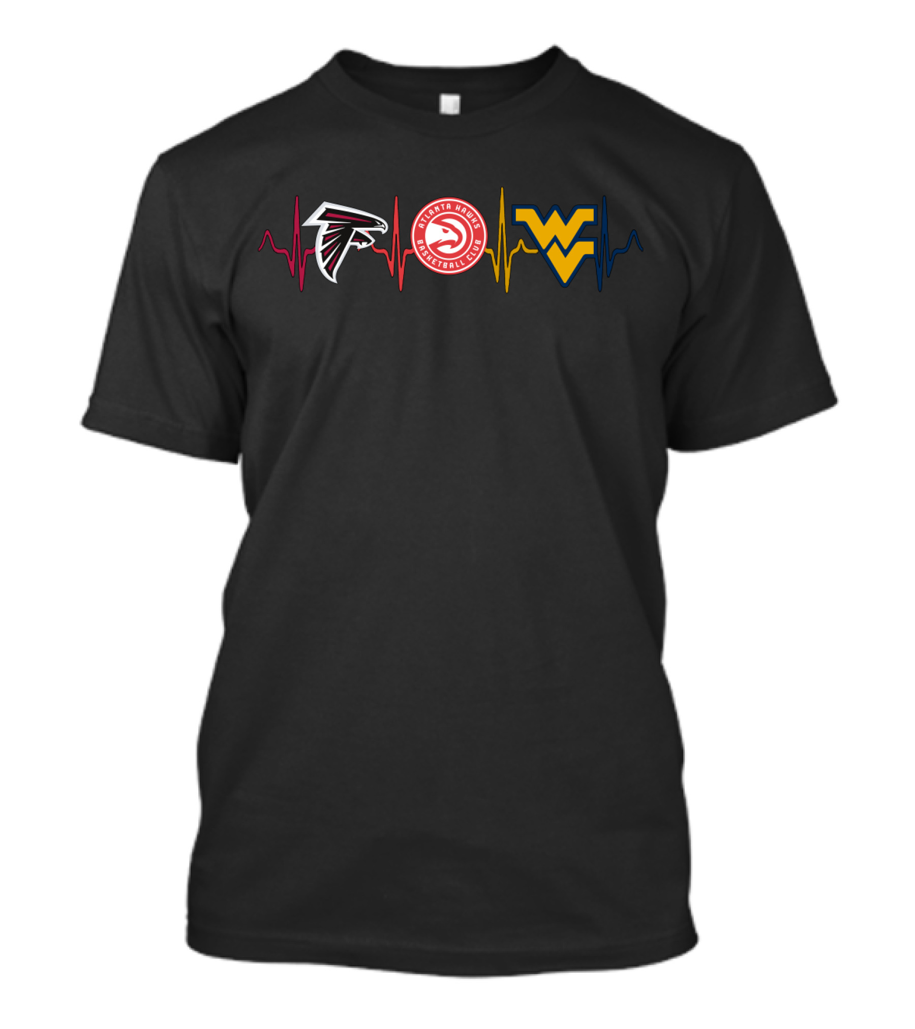 Atlanta Falcons Atlanta Hawks West Virginia Mountaineers Fan Heartbeat T-Shirt