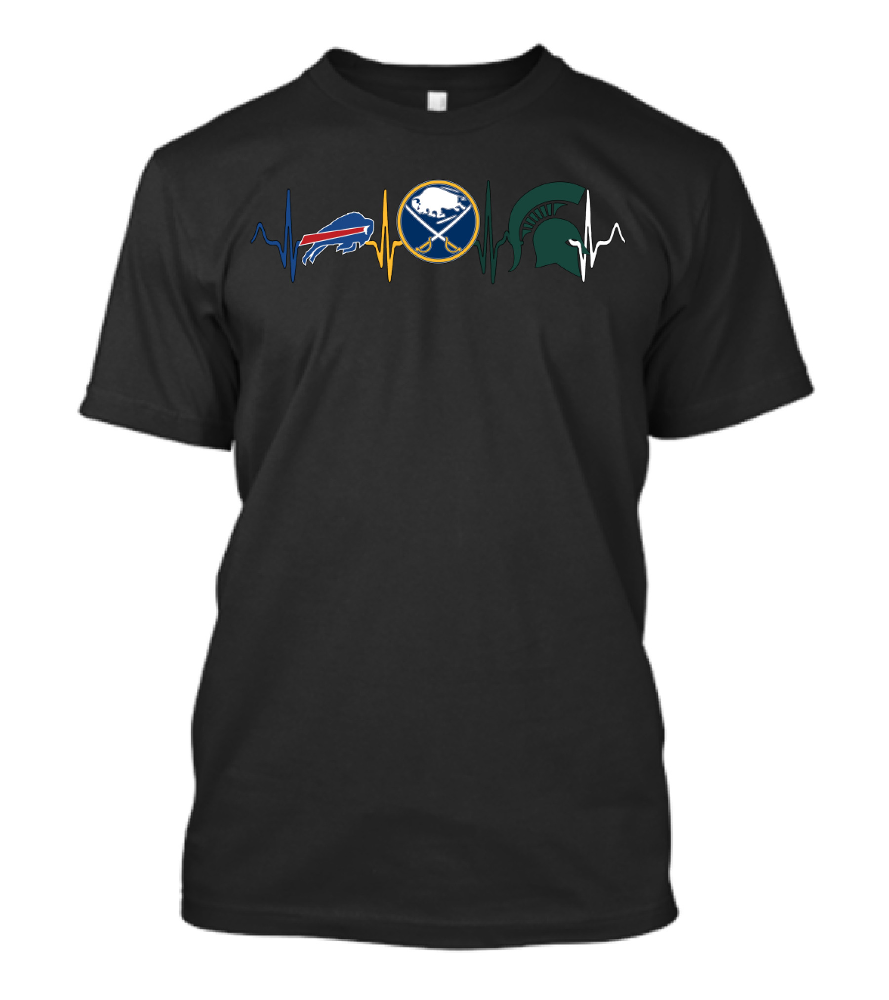 Love Bills Buffalo Sabres Michigan State Spartans Heartbeat T-Shirt
