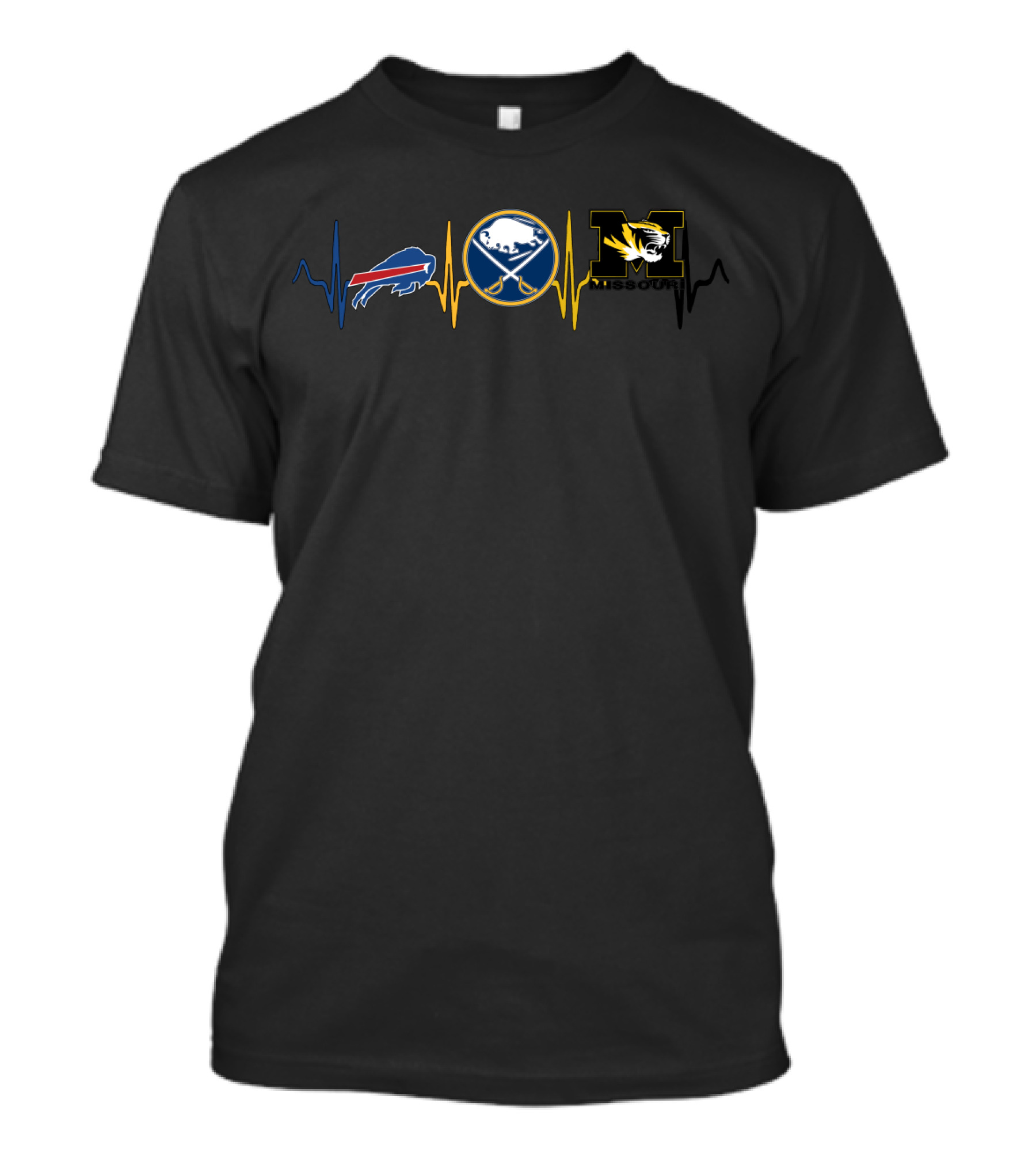 Buffalo Bills And Buffalo Sabres Heartbeat With Missouri Tigers T-Shirt