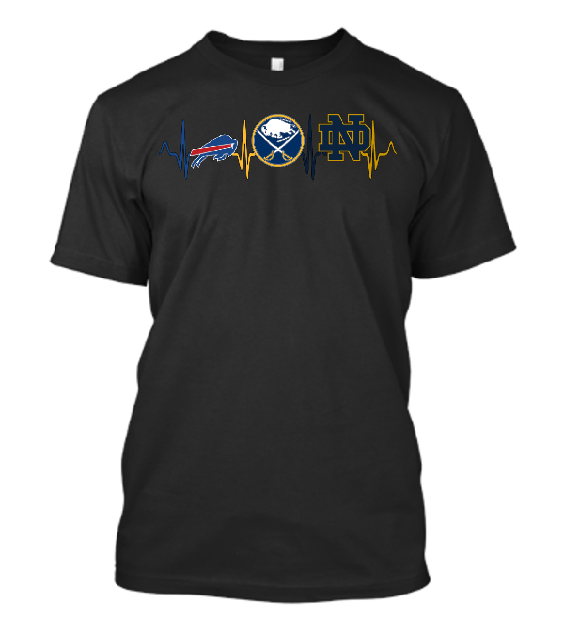 Buffalo Bills Sabres Notre Dame Fighting Irish Heartbeat T-Shirt