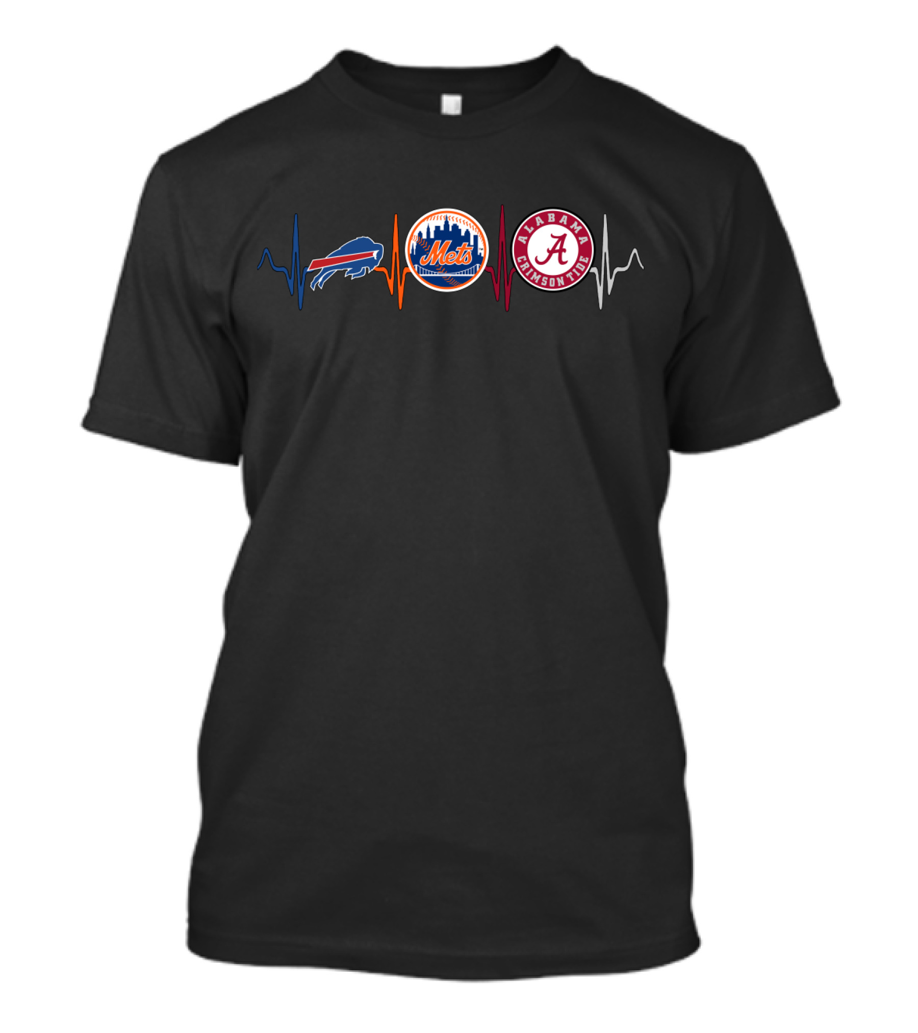 Buffalo Bills New York Mets Alabama Crimson Tide Heartbeat T-Shirt
