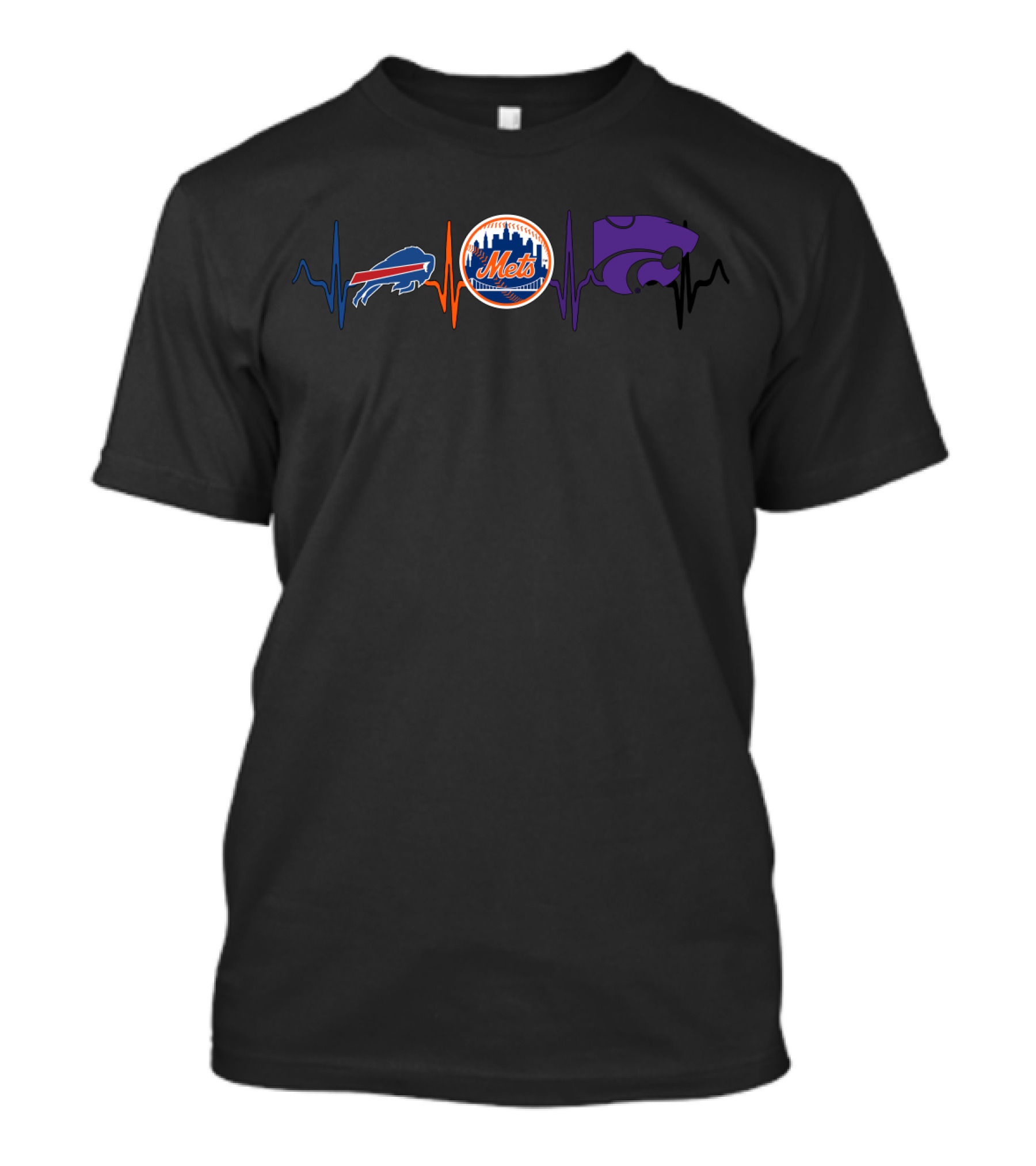 Buffalo Bills New York Mets Kansas State Wildcats Heartbeat Fan Love T-Shirt