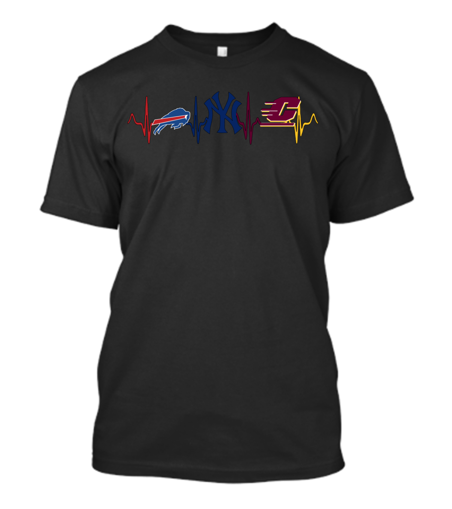 Buffalo Bills New York Yankees Central Michigan Heartbeat T-Shirt