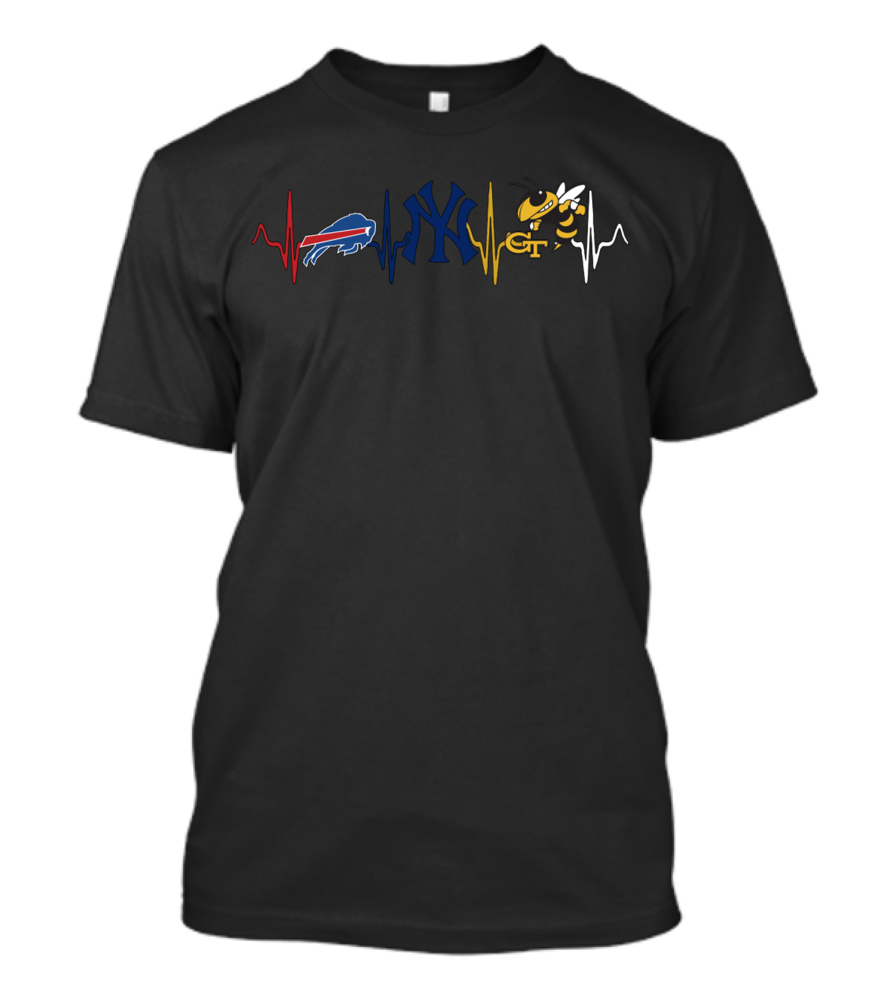 Buffalo Bills New York Yankees Georgia Tech Pulse Logo Combination T-Shirt
