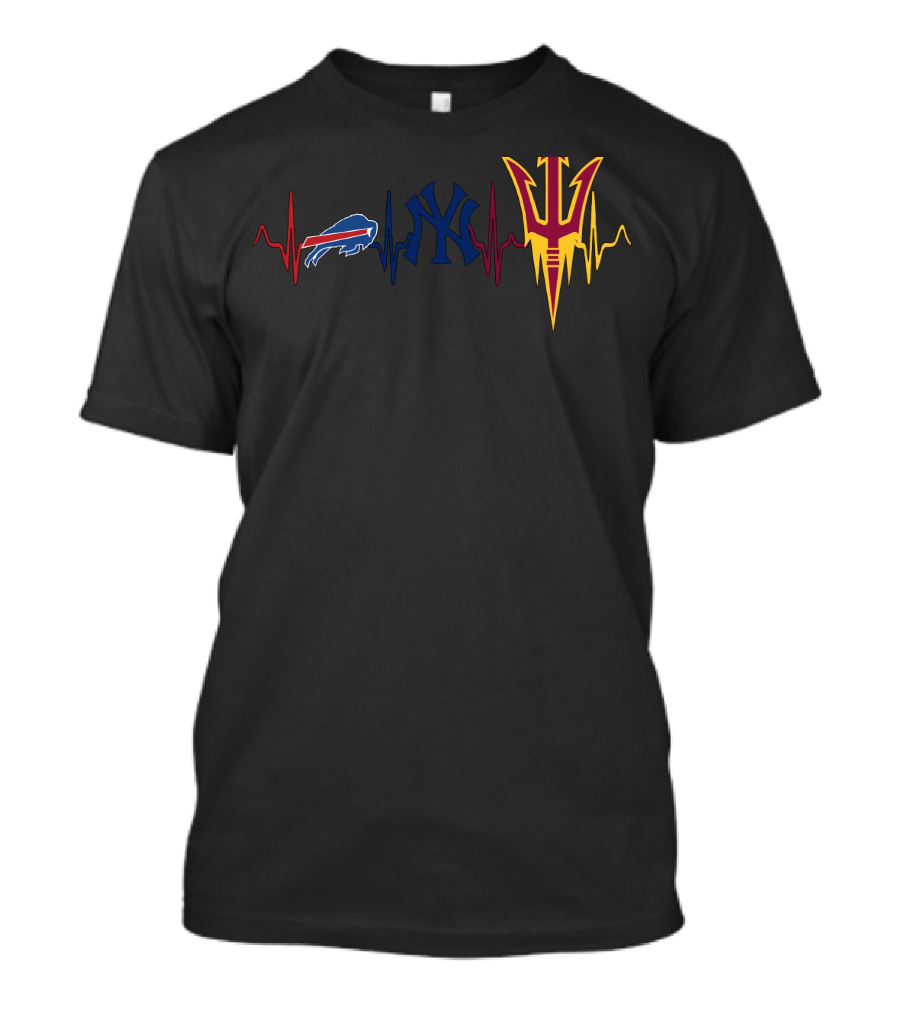 Buffalo Bills New York Yankees Arizona State Sun Devils Heartbeat T-Shirt