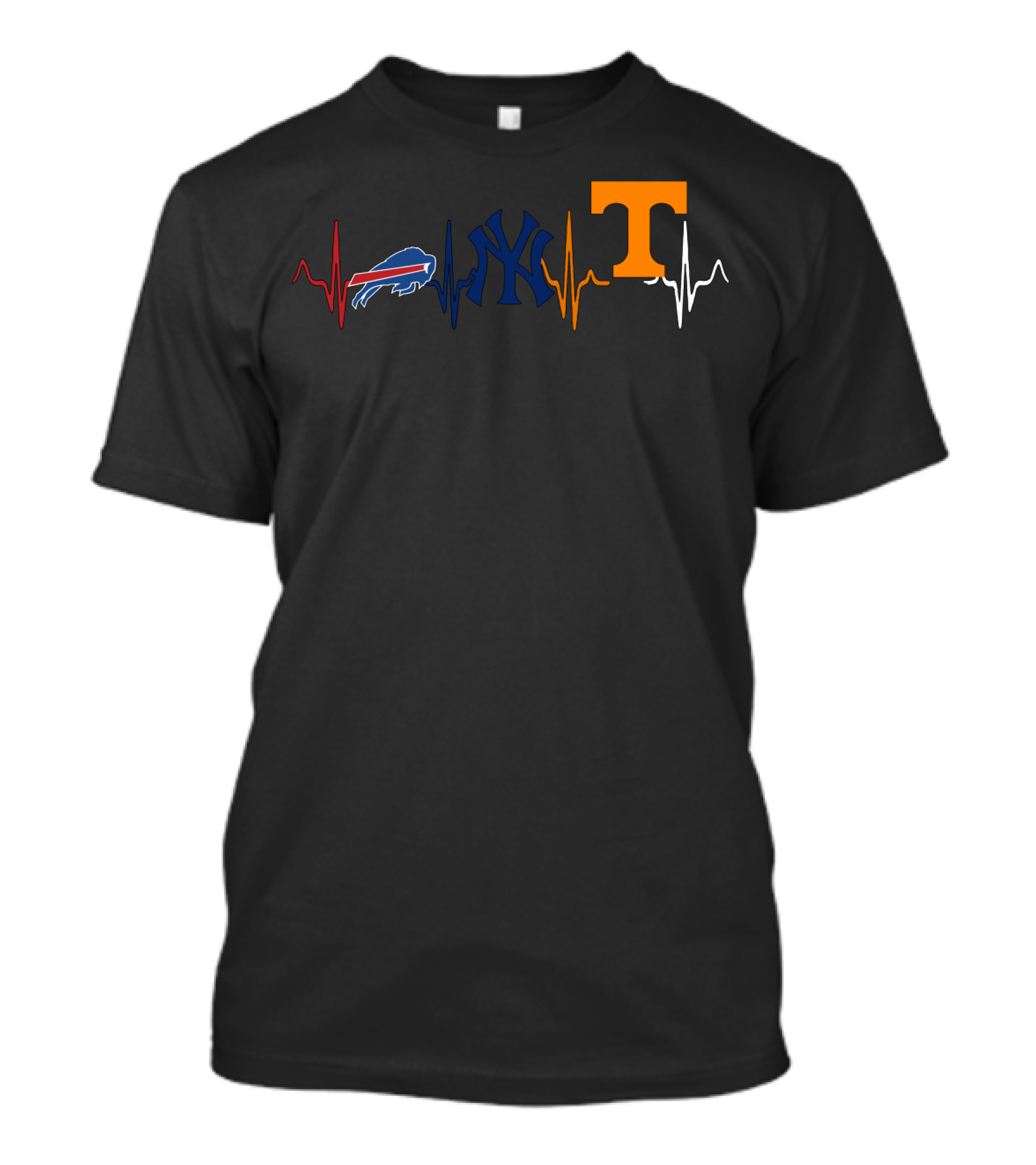 Buffalo Bills New York Yankees Tennessee Volunteers Heartbeat T-Shirt