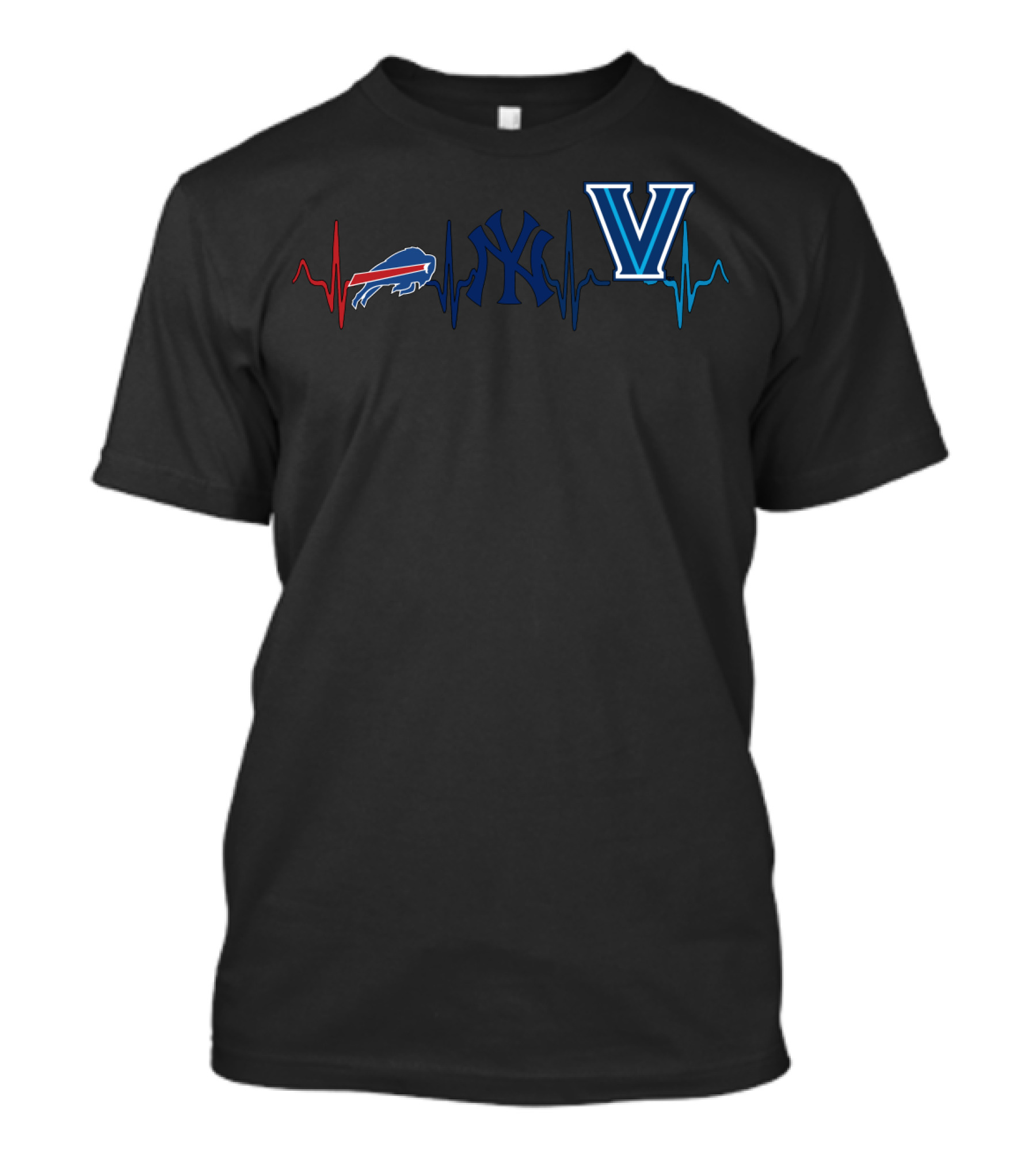 Buffalo Bills New York Yankees Villanova Heartbeat T-Shirt