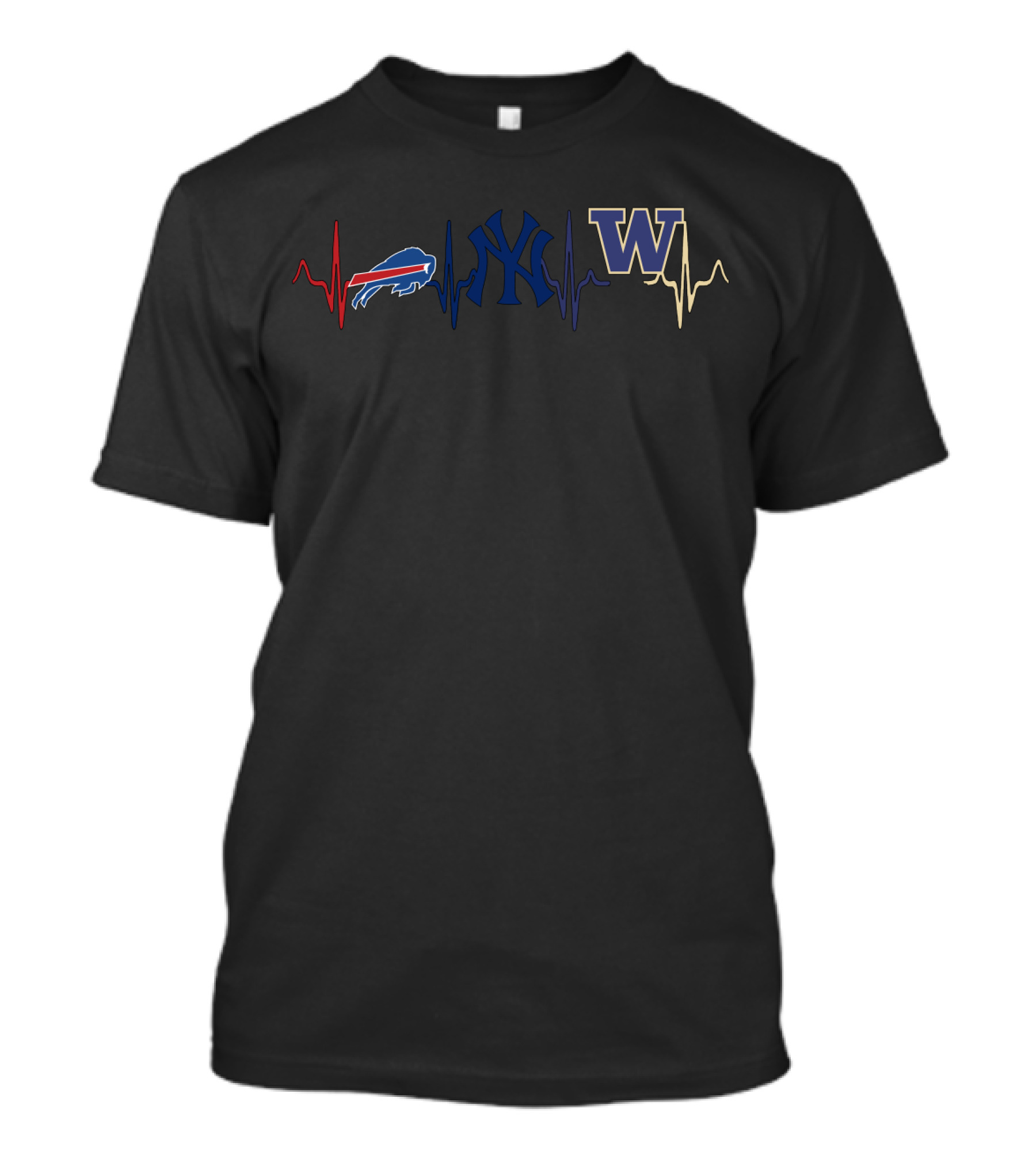 Buffalo Bills New York Yankees Washington Huskies Heartbeat T-Shirt