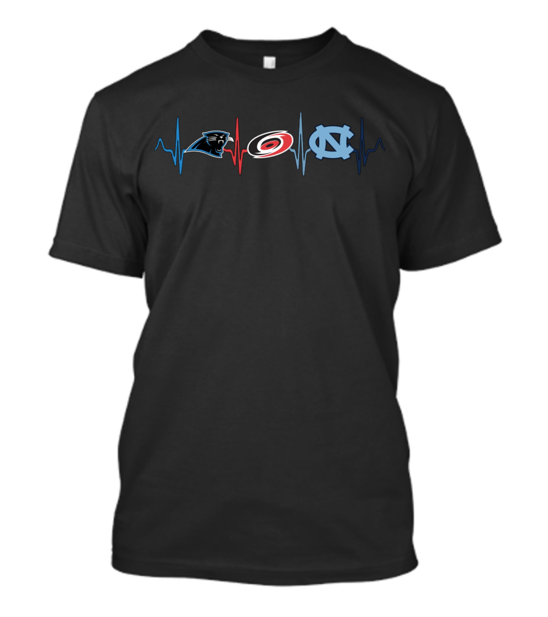 Carolina Panthers Hurricanes North Carolina Tar Heels Heartbeat T-Shirt