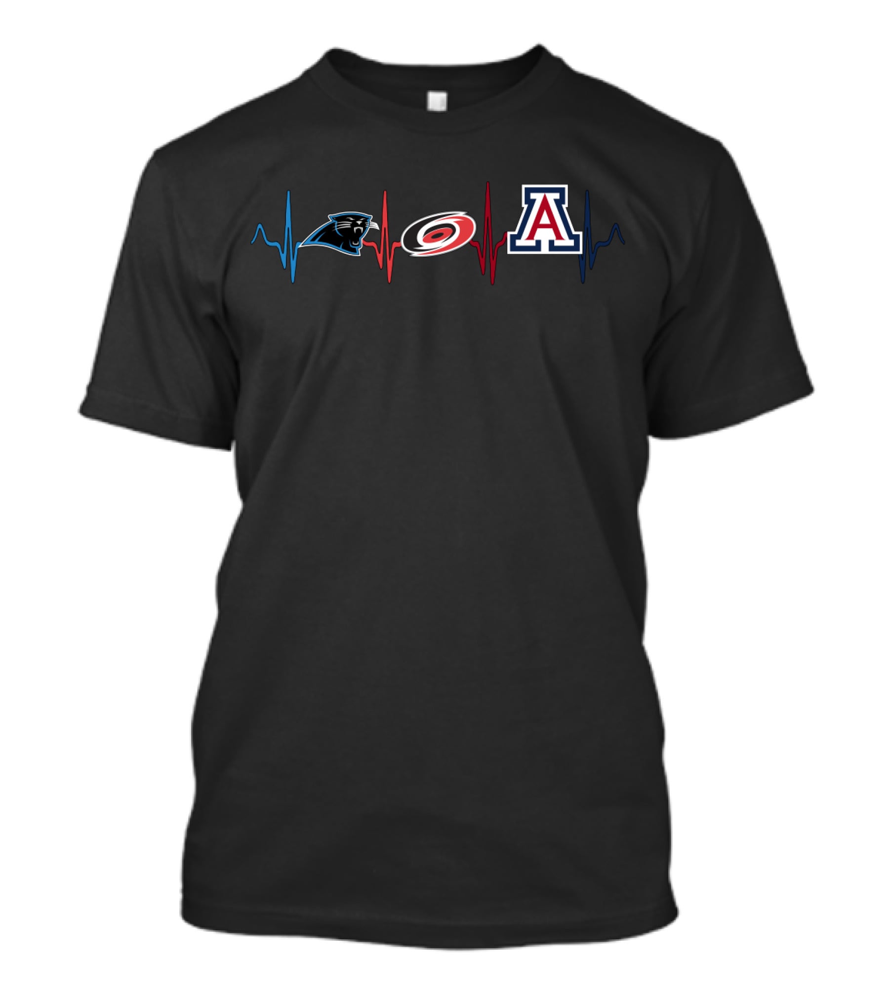 Carolina Panthers Florida Panthers Arizona Wildcats Carolina Hurricanes Heartbeat T-Shirt