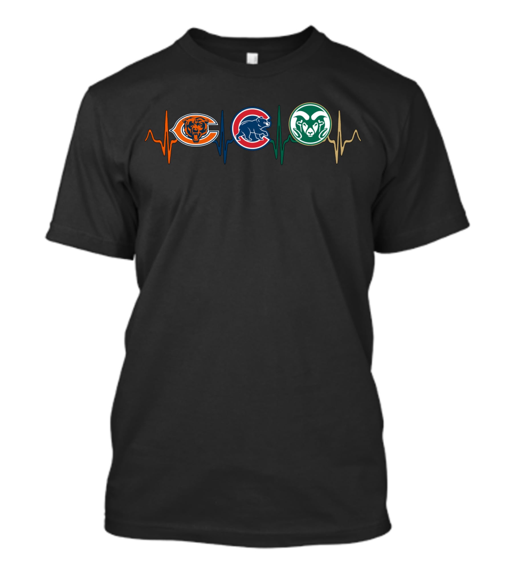 Chicago Bears Chicago Cubs Csu Rams Heartbeat T-Shirt
