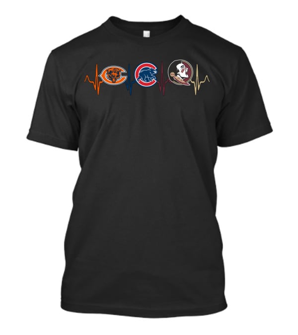 Chicago Bears Cubs Florida State Seminoles Heartbeat Love Fss T-Shirt