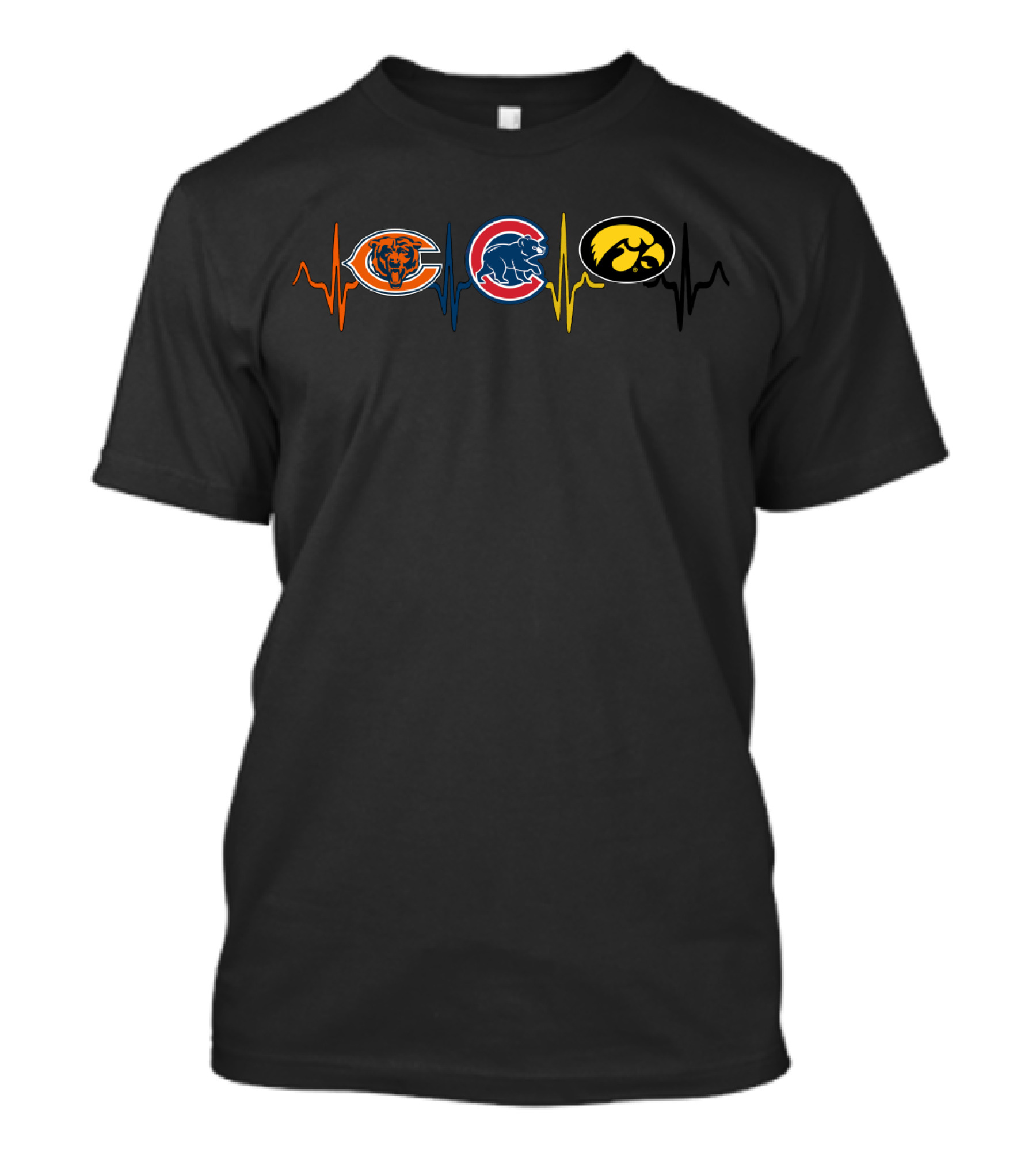 Chicago Bears Cubs Iowa Hawkeyes Heartbeat T-Shirt