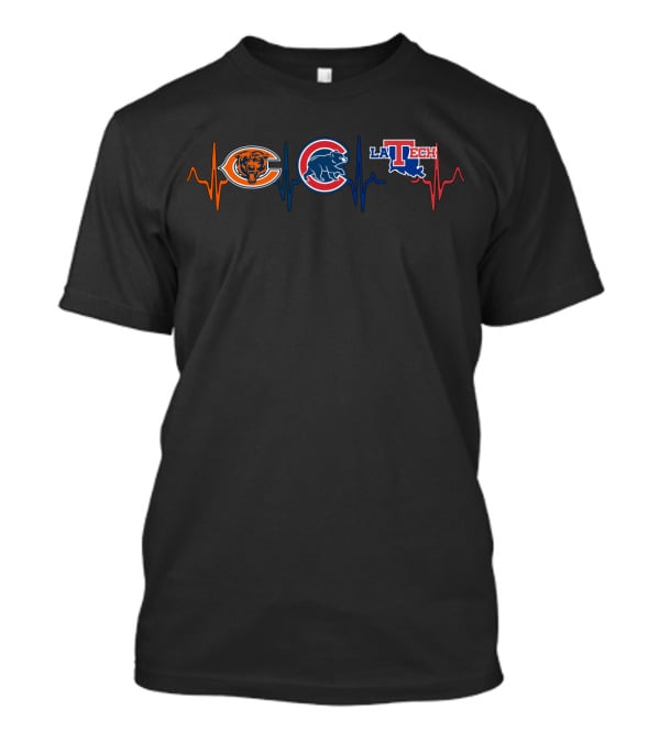 Chicago Bears Chicago Cubs Louisiana Tech Heartbeat Love Bears With Cubs With Ltb T-Shirt