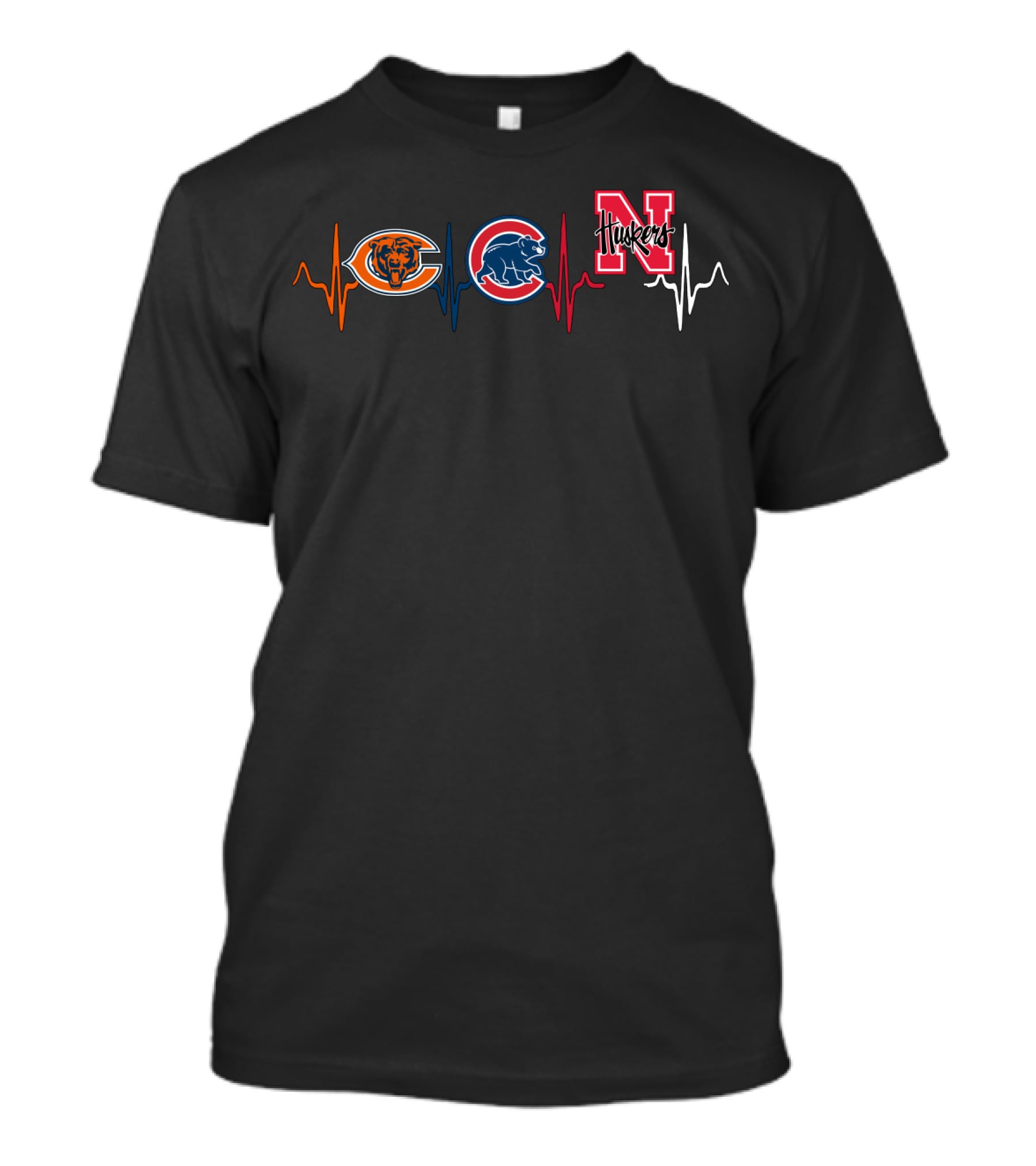 Chicago Bears Cubs Nebraska Cornhuskers Heartbeat T-Shirt