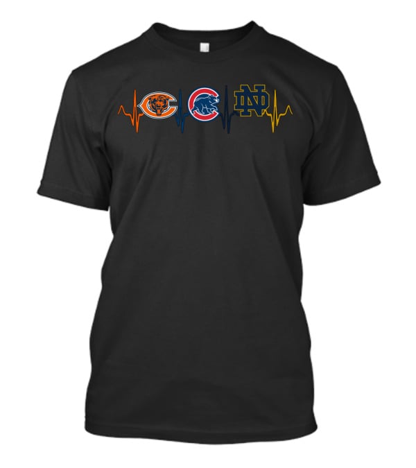 Bears Cubs Notre Dame Heartbeat T-Shirt