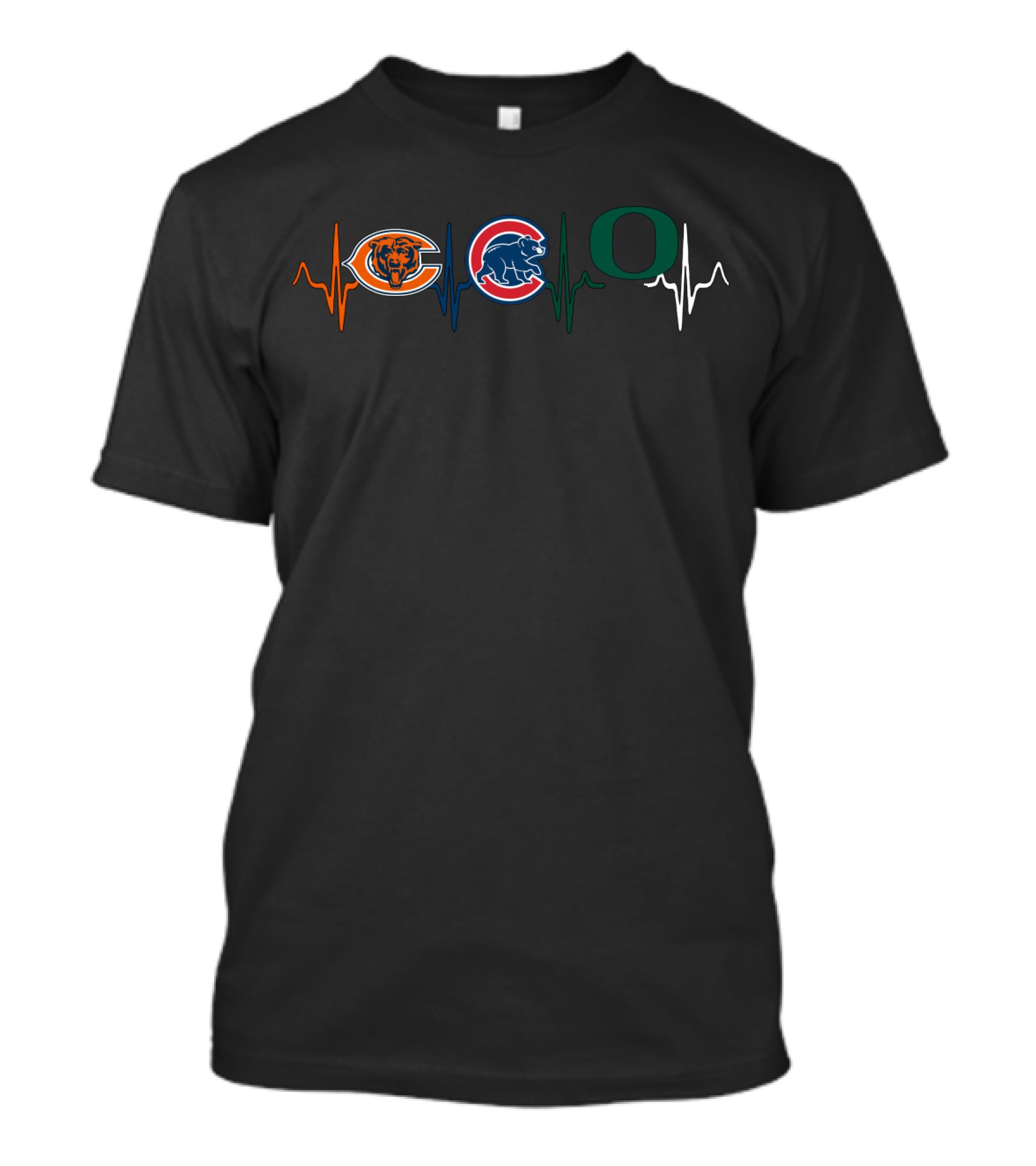 Chicago Bears Chicago Cubs Oregon Ducks Heartbeat Love T-Shirt
