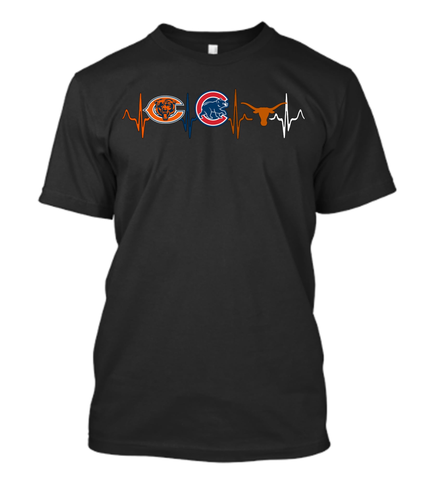 Chicago Bears Chicago Cubs Texas Longhorns Heartbeat T-Shirt