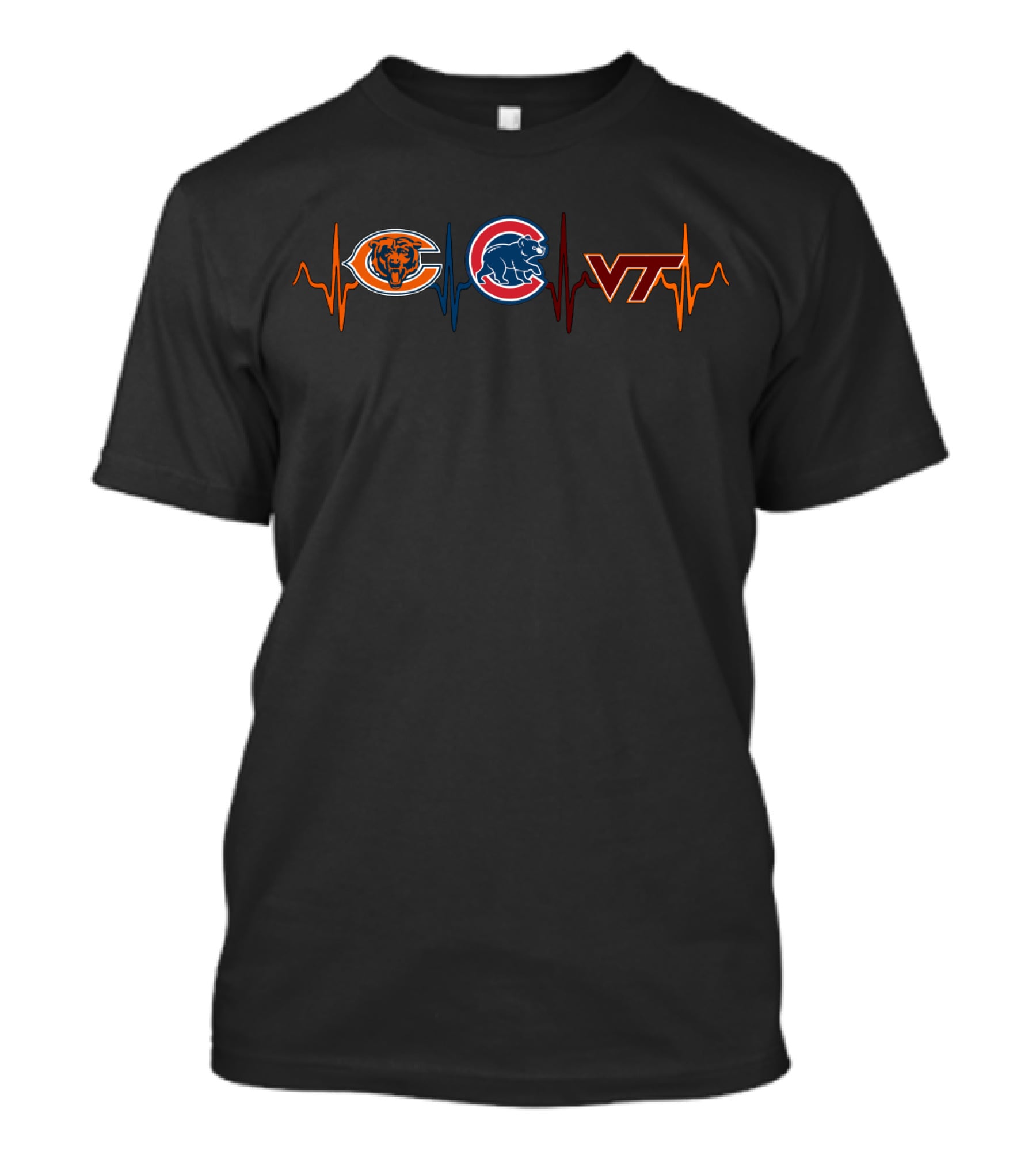 Chicago Bears Chicago Cubs Virginia Tech Heartbeat T-Shirt