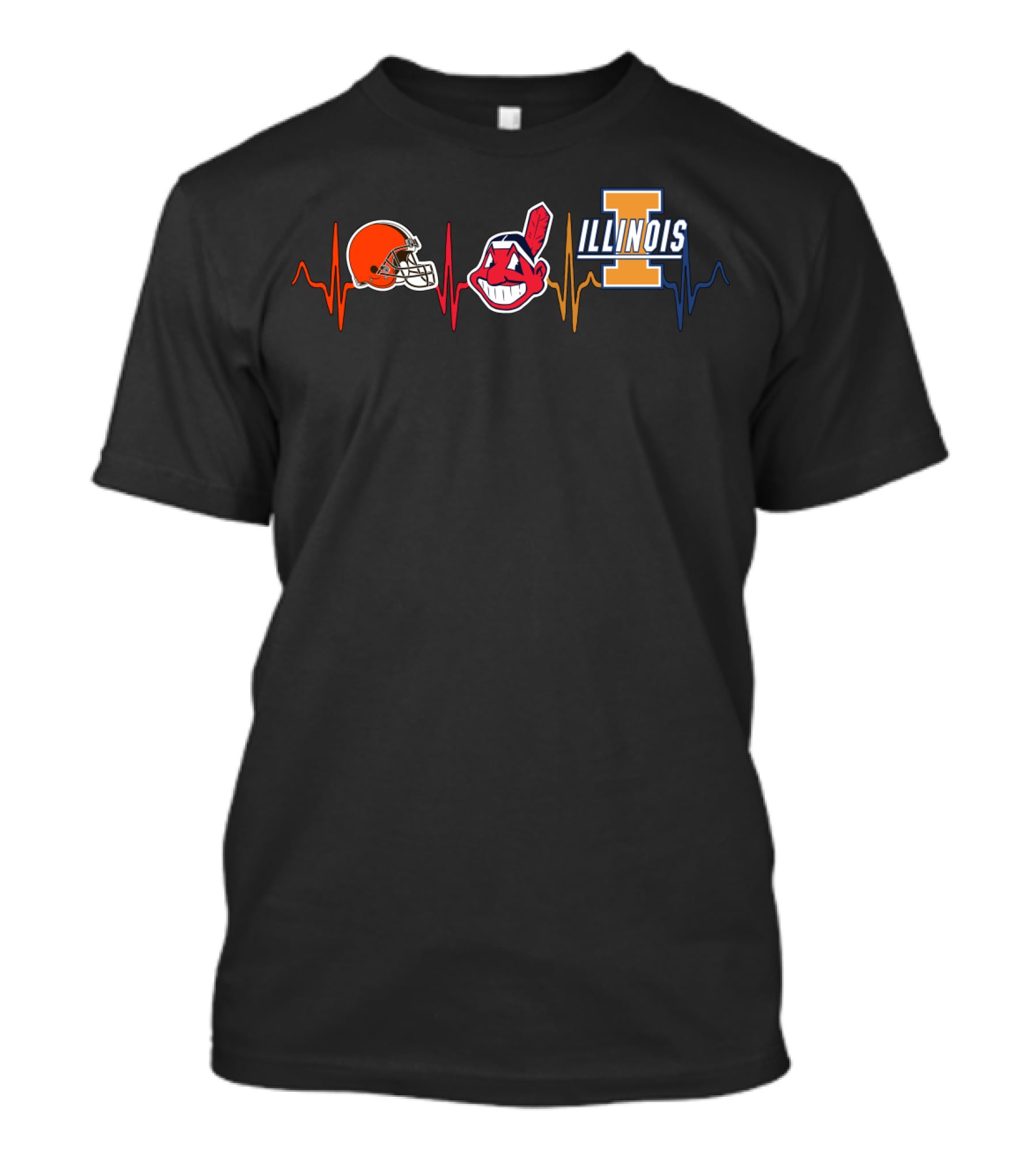 Cleveland Browns Cleveland Indians Illinois Fighting Illini Heartbeat T-Shirt