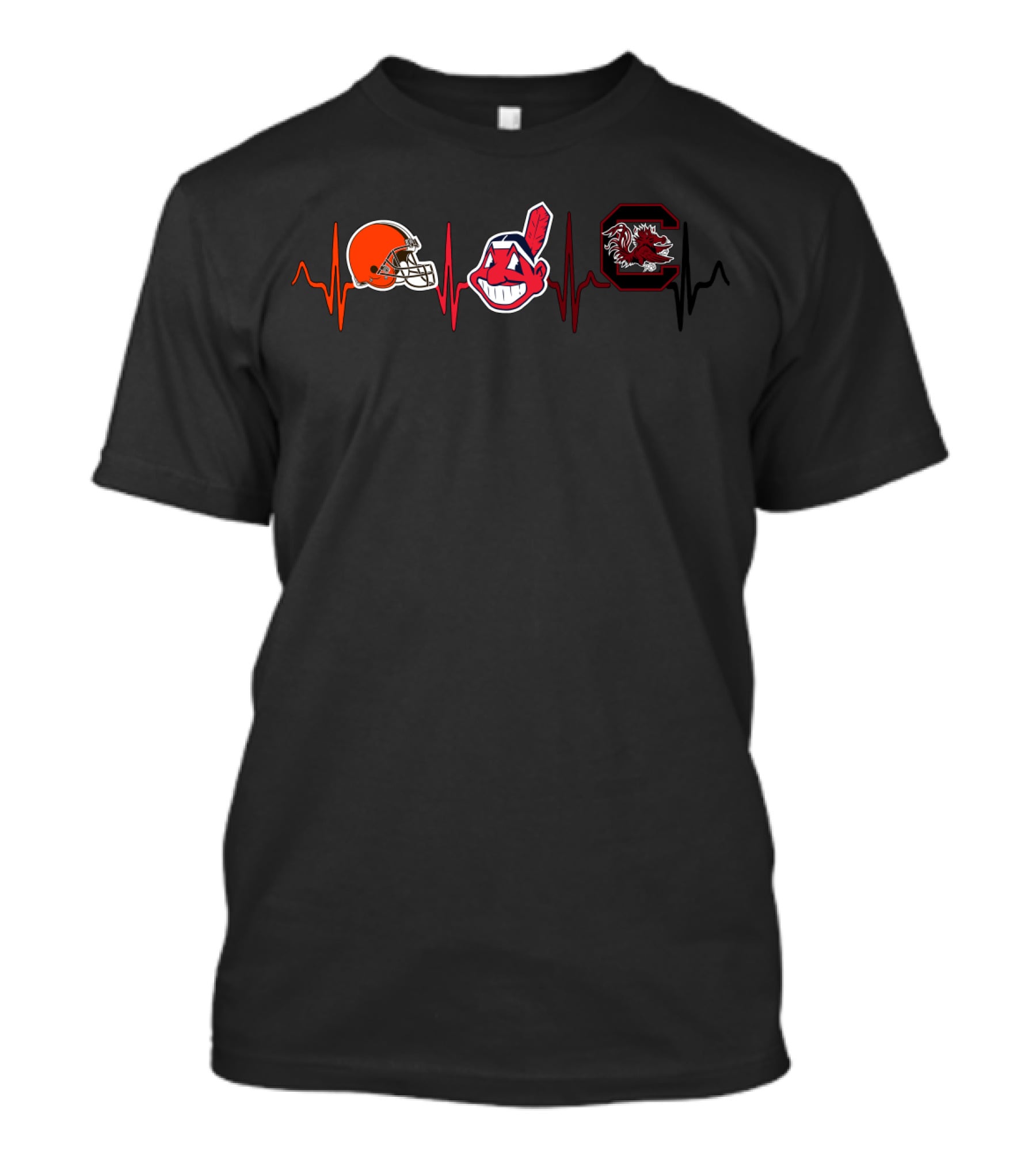 Cleveland Browns Cleveland Indians South Carolina Gamecocks Heartbeat T-Shirt