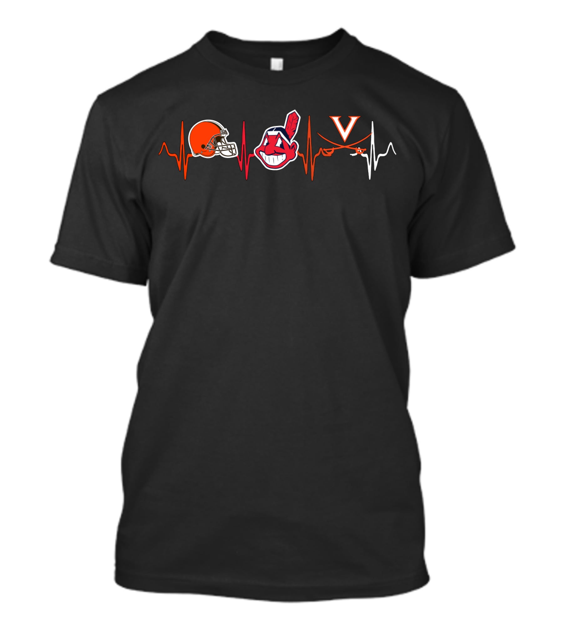 Browns Indians Virginia Football Heartbeat T-Shirt