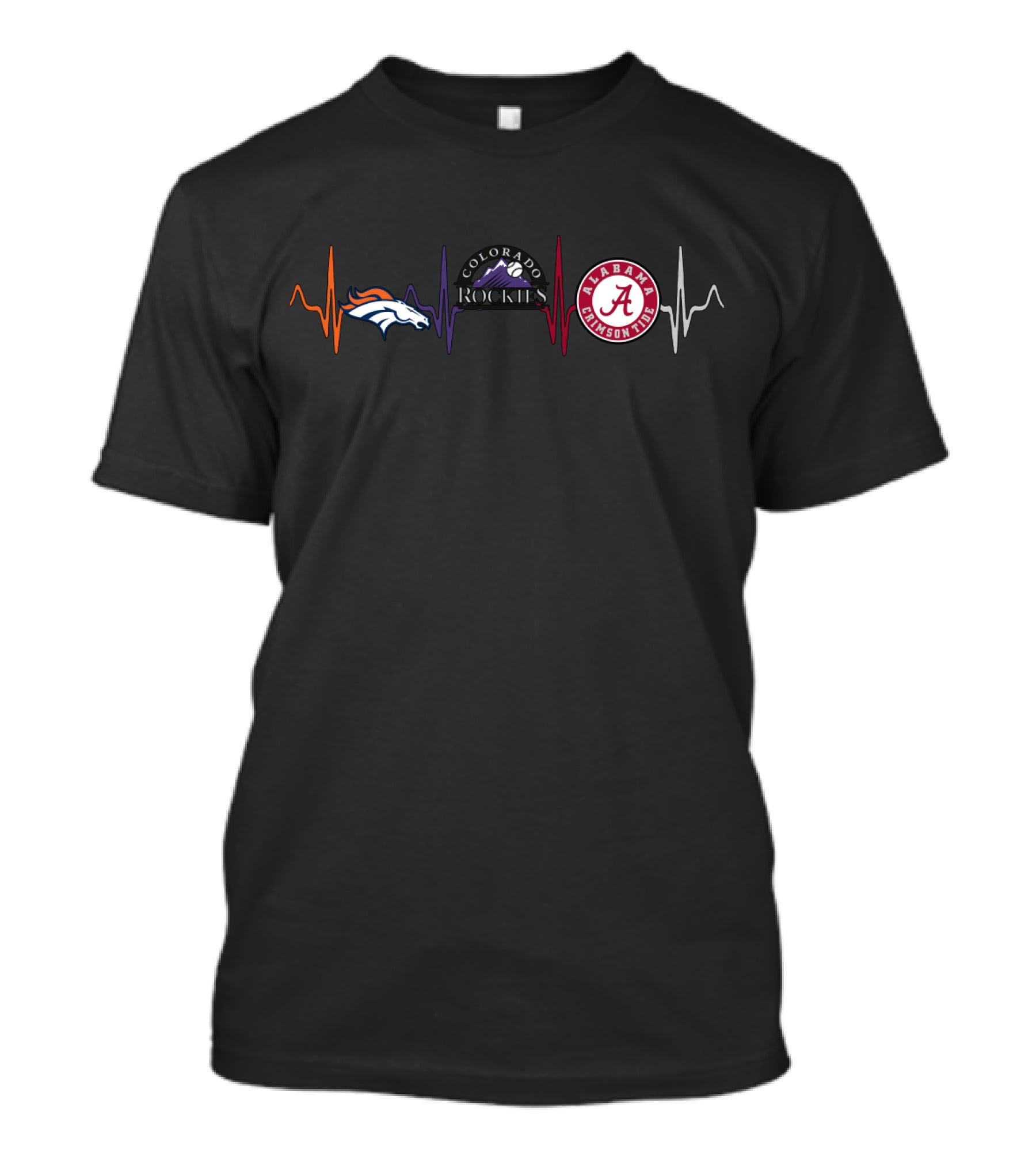 Broncos Rockies Alabama Crimson Tide Heartbeat T-Shirt