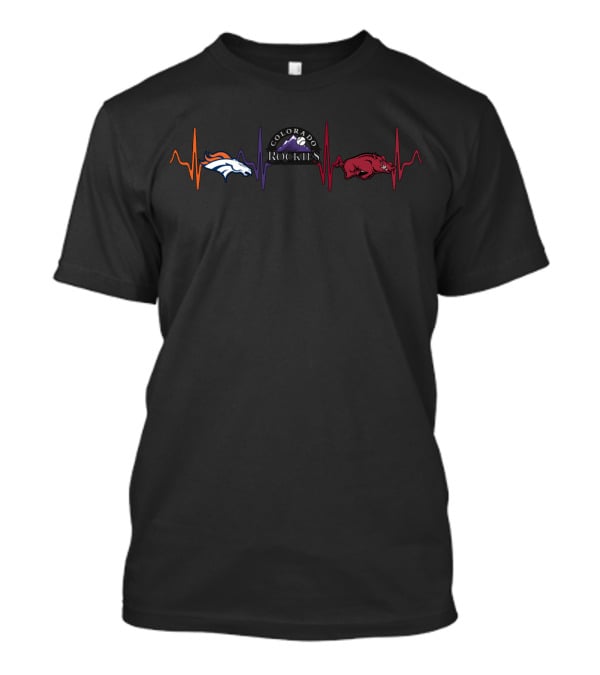 Love Broncos Colorado Rockies With Ar Razorbacks T-Shirt