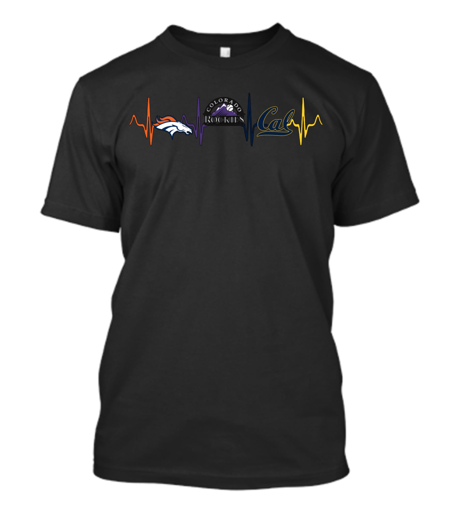 Denver Broncos Colorado Rockies Cal Bears Heartbeat T-Shirt