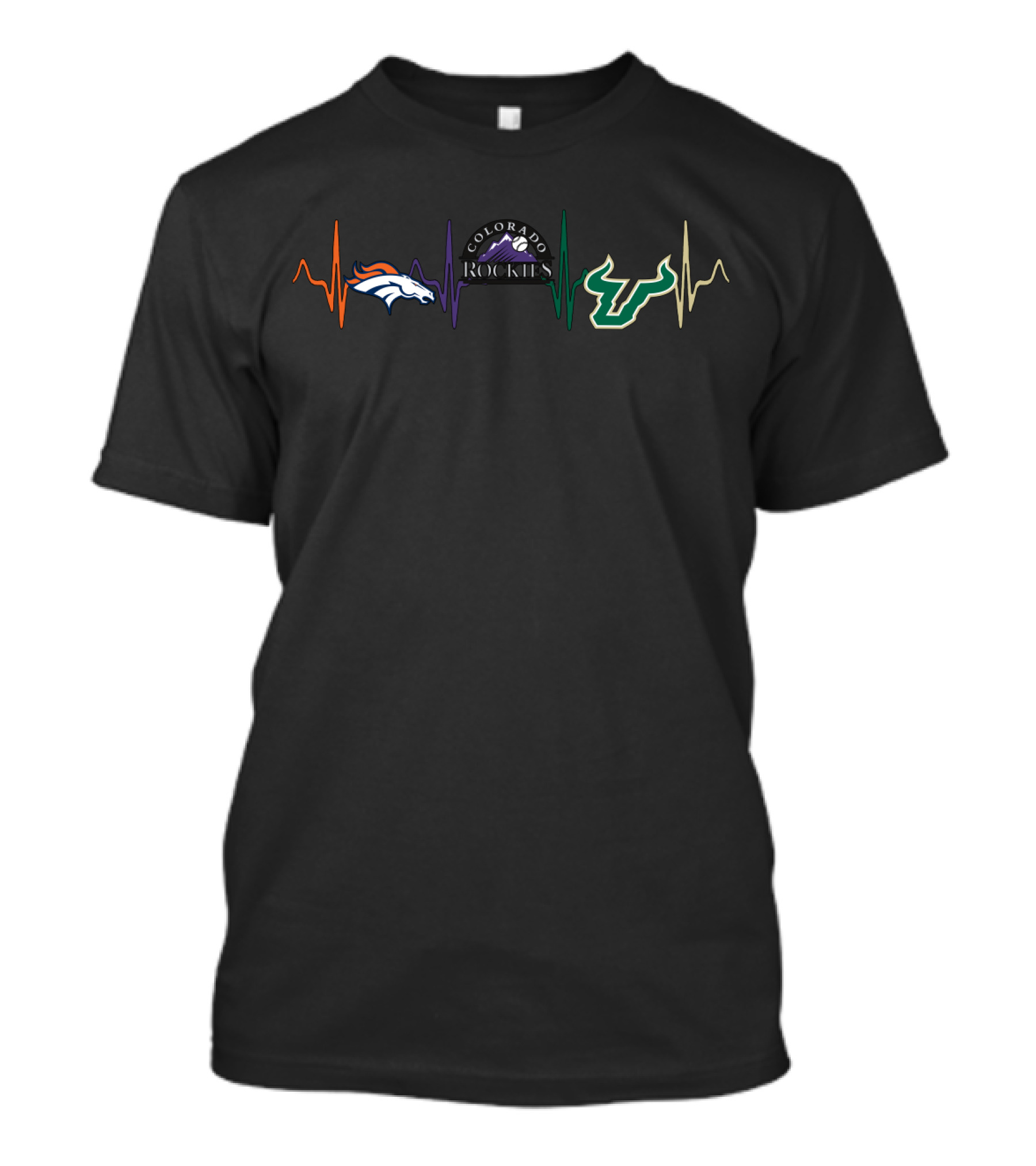 Love Broncos Colorado Rockies Sfb Heartbeat T-Shirt