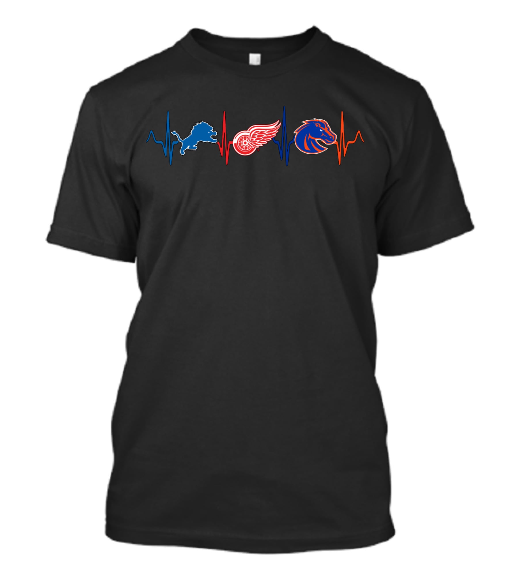 Love Lions Red Wings Boise State Heartbeat Bsb T-Shirt