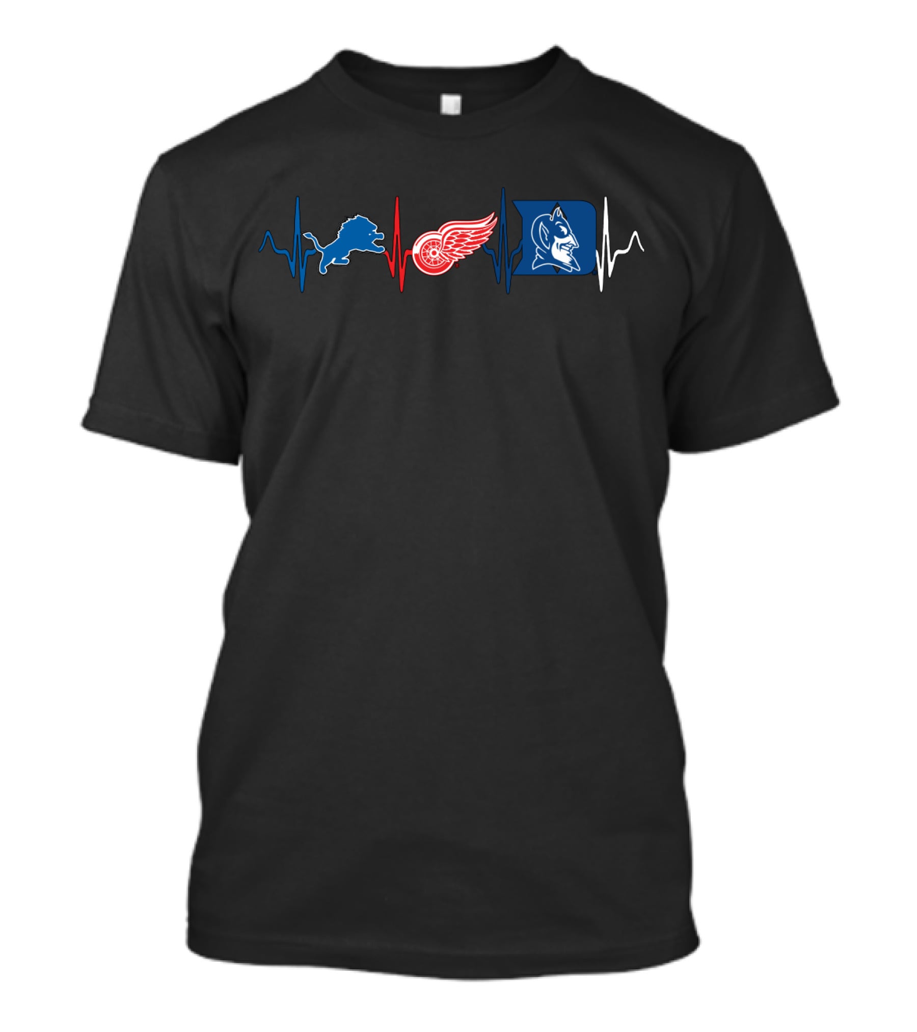 Detroit Lions Red Wings Duke Blue Devils Heartbeat T-Shirt