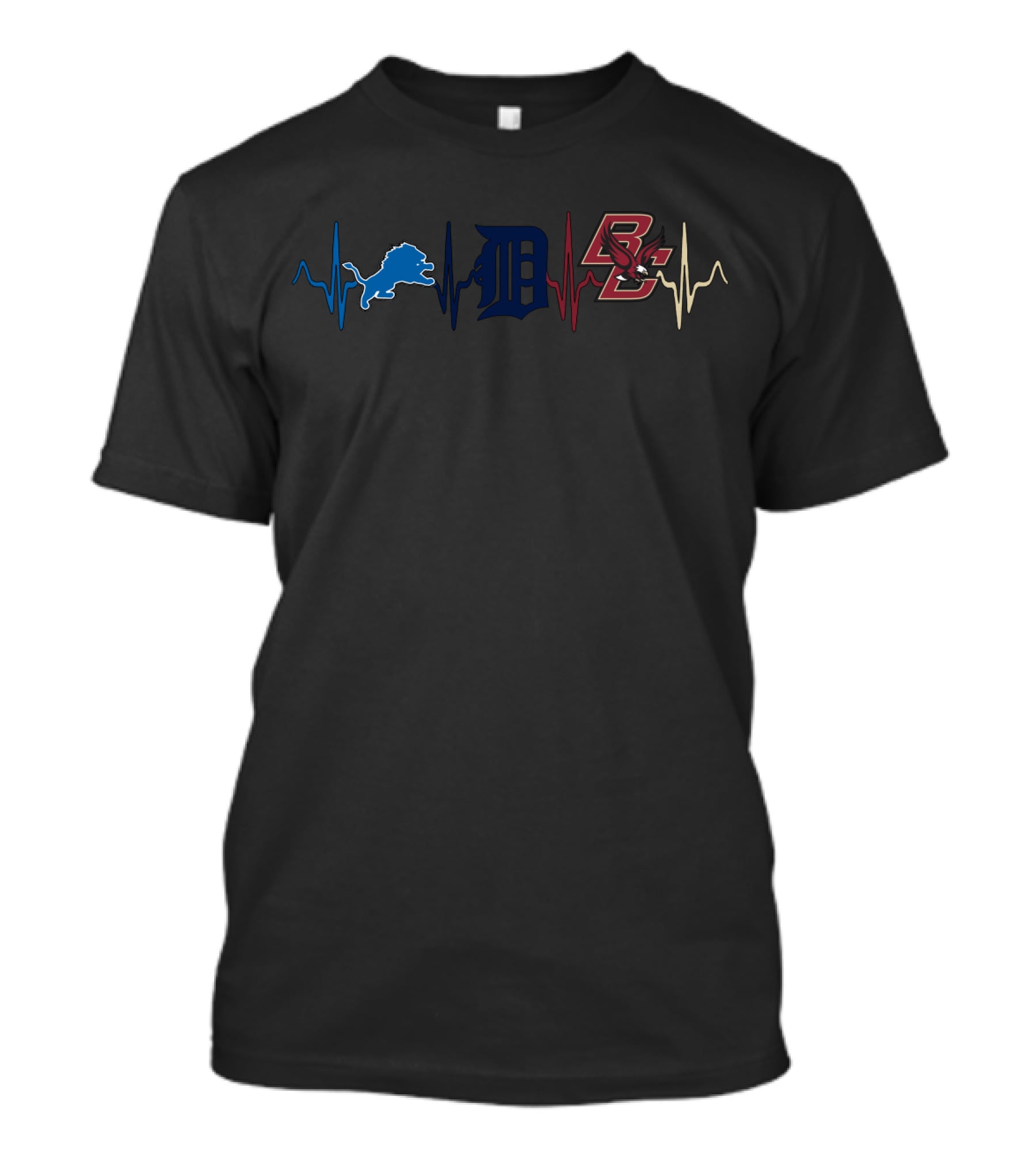 Love Detroit Lions With Detroit Tigers With Boston College T-Shirt