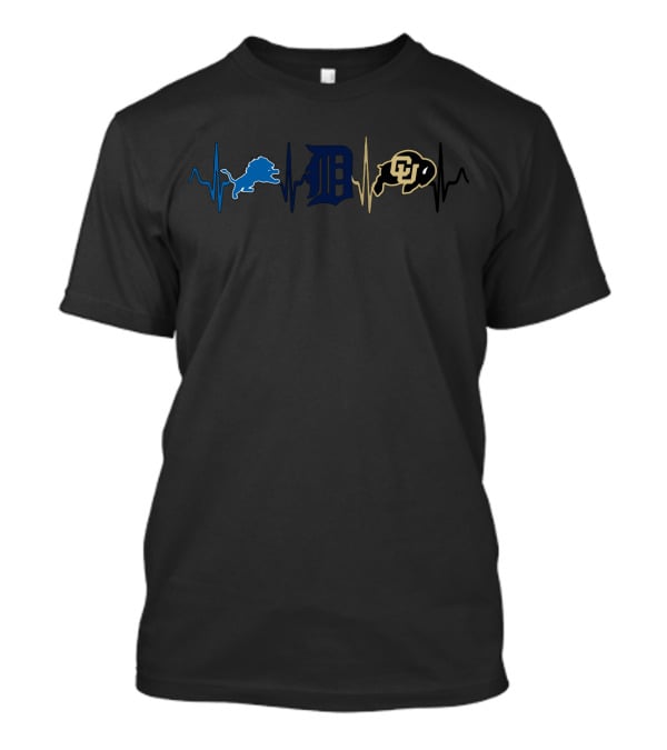Detroit Lions Tigers Colorado Buffaloes Heartbeat T-Shirt