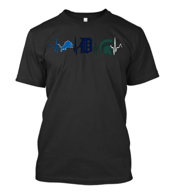 Detroit Lions Tigers Spartans Heartbeat Mss T-Shirt