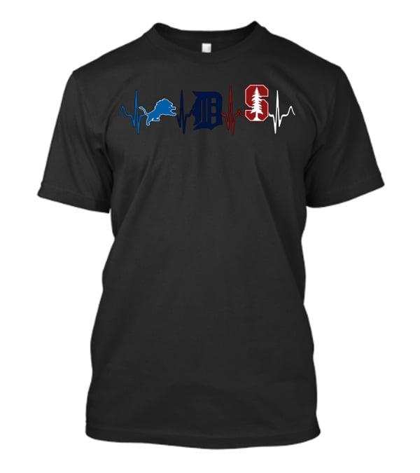 Lions Detroit Tigers Stanford Heartbeat T-Shirt
