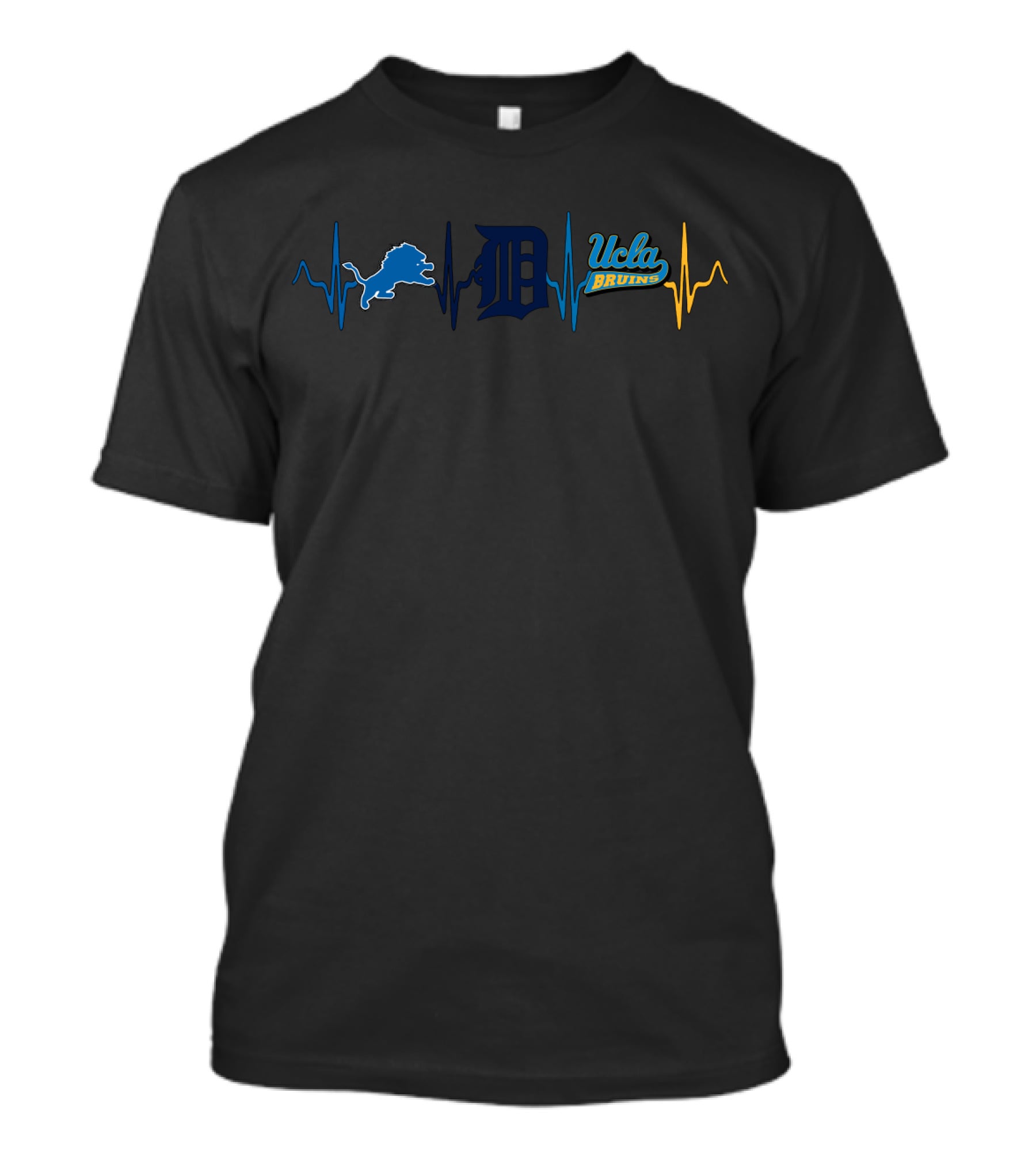 Detroit Lions Detroit Tigers Ucla Bruins Heartbeat T-Shirt