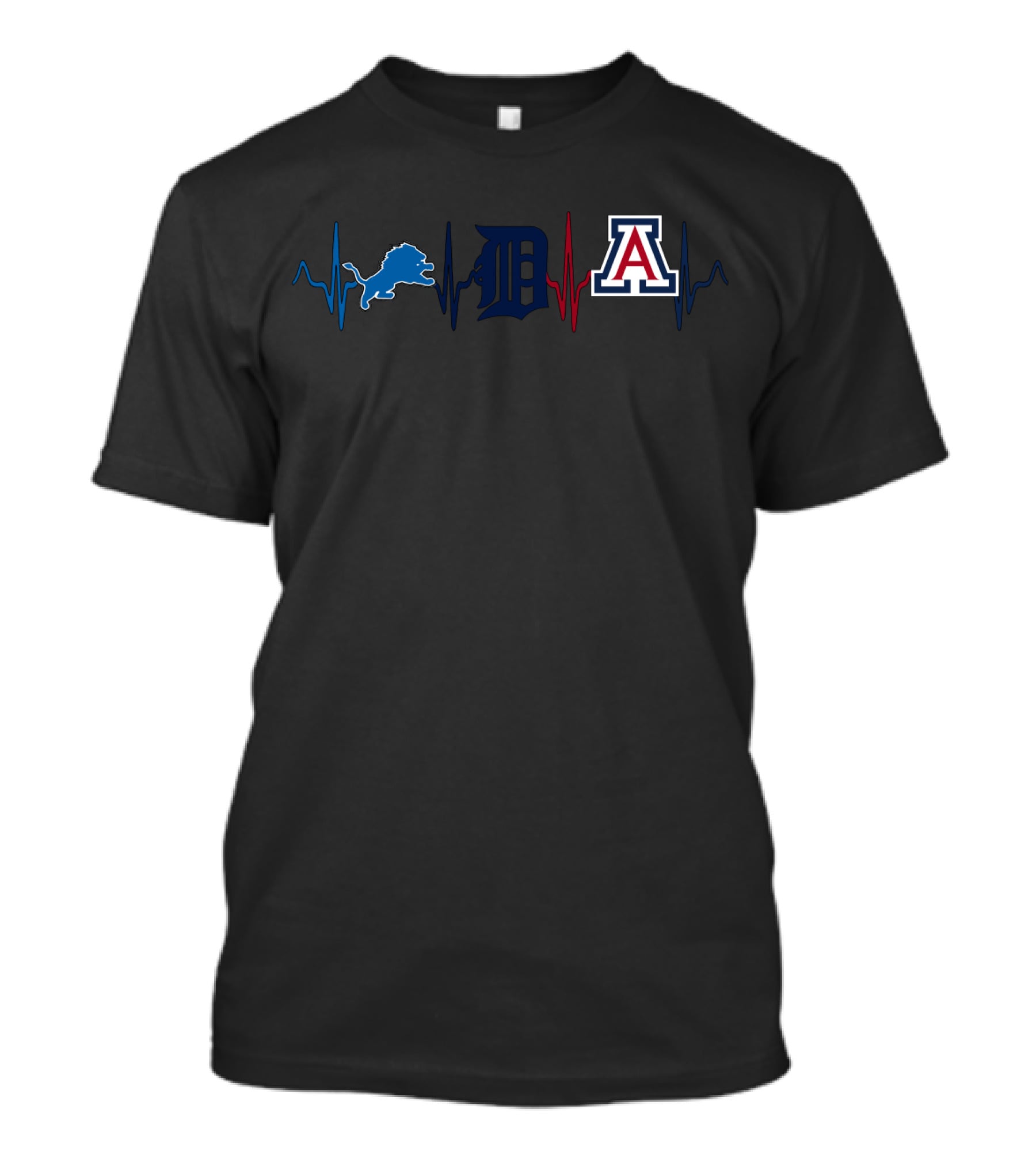 Detroit Lions Tigers Arizona Wildcats Heartbeat T-Shirt
