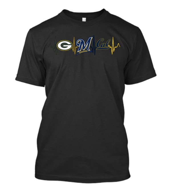 Love Packers Brewers Cal Heartbeat T-Shirt