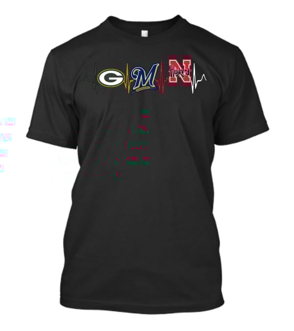 Love Packers Brewers Huskers Heartbeat T-Shirt