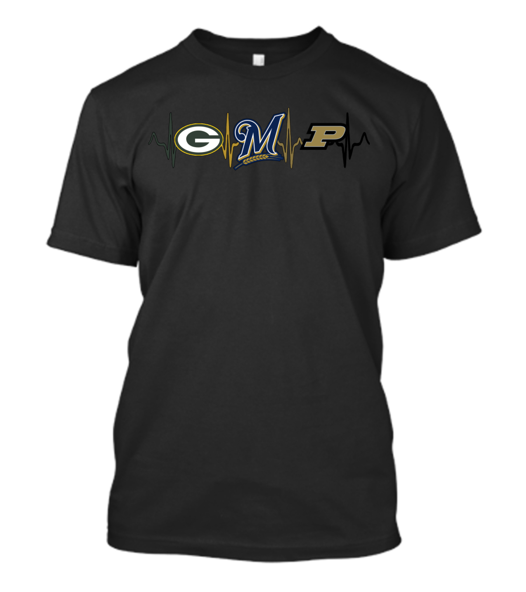 Packers Brewers Purdue Heartbeat T-Shirt