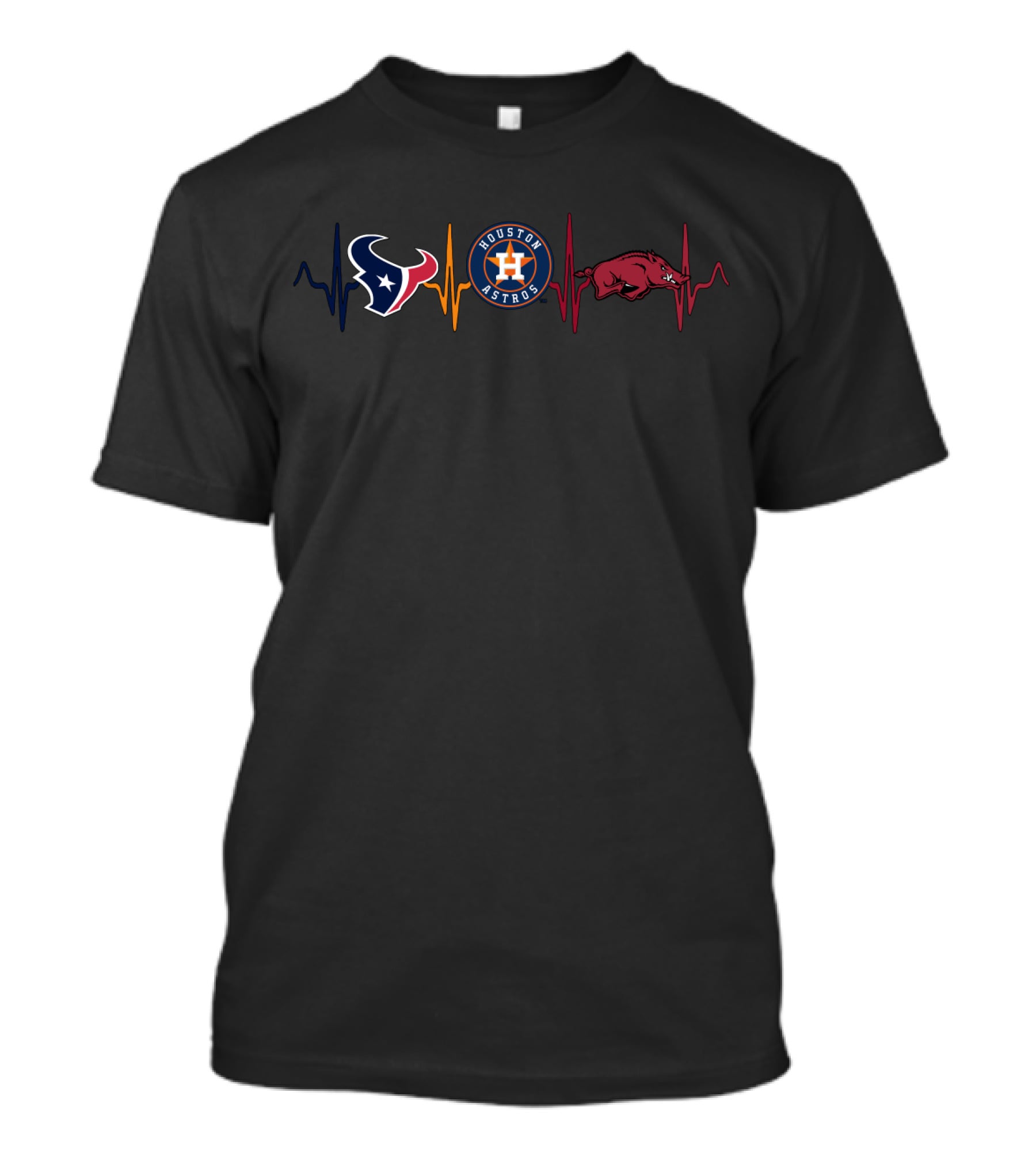Houston Texans Astros Arkansas Razorbacks Heartbeat T-Shirt