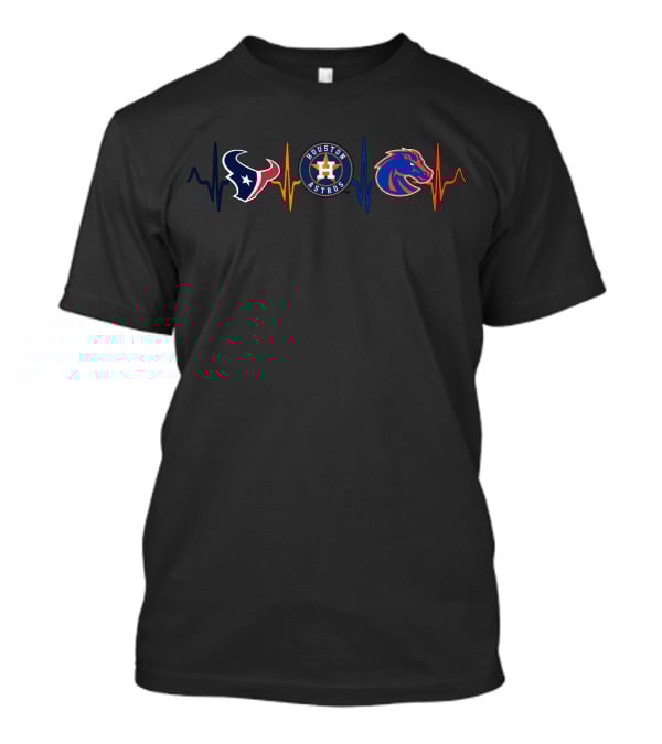 Houston Texans Houston Astros Boise State Broncos Fan Heartbeat T-Shirt