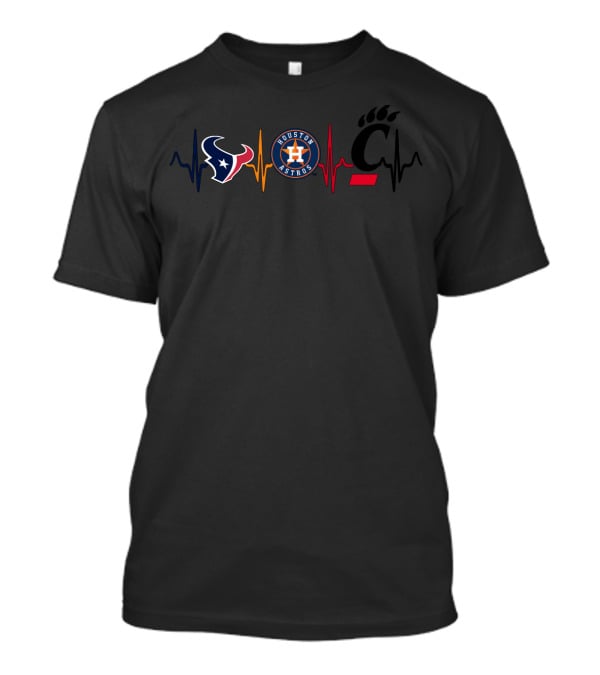 Houston Texans Astros Cincinnati Bearcats Heartbeat T-Shirt