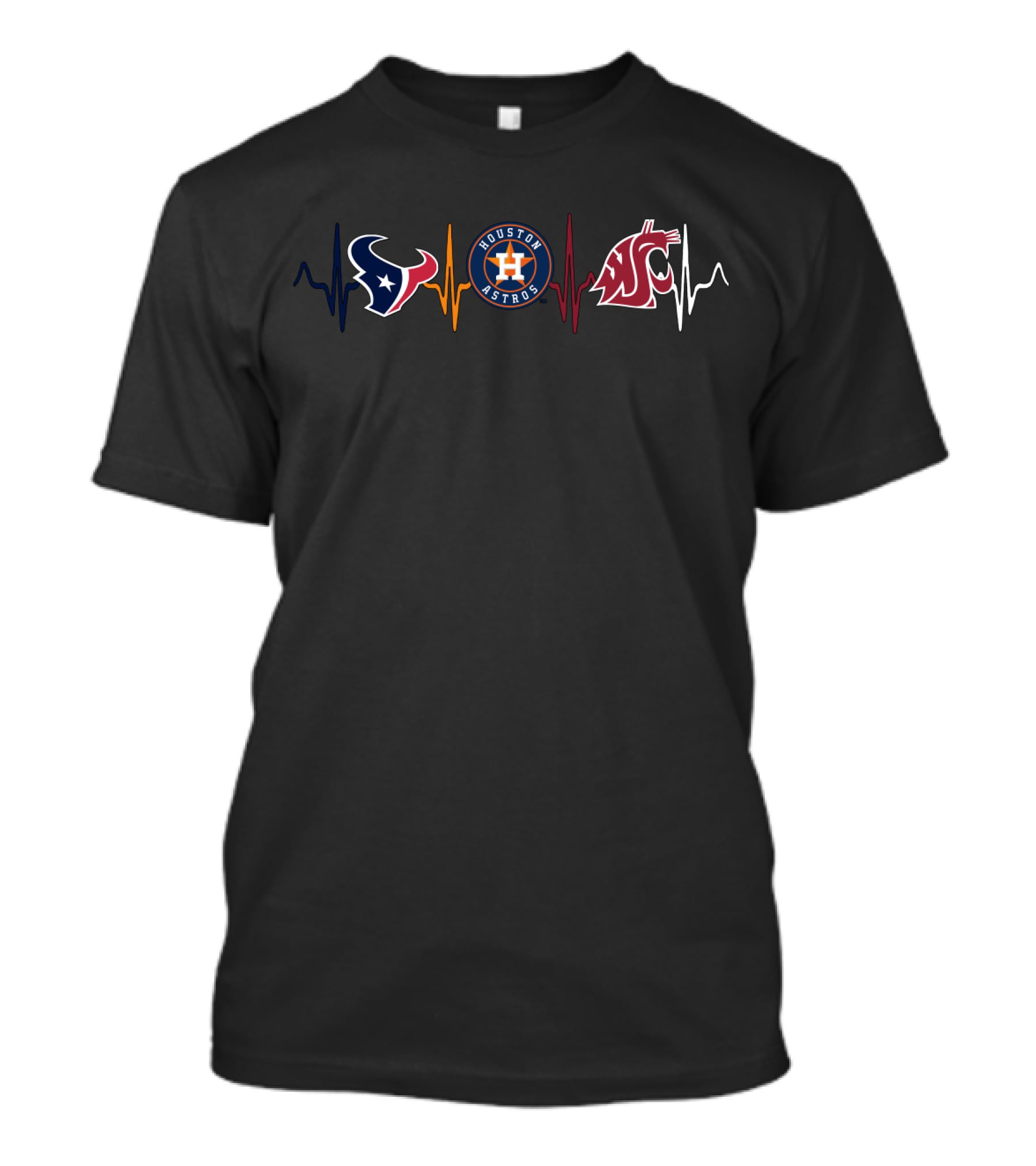 Texans Astros Washington State Cougars Heartbeat T-Shirt