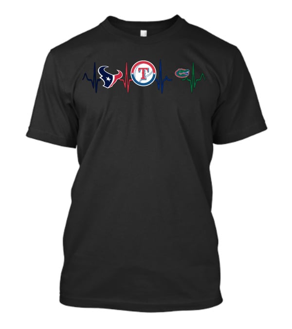 Texans Rangers Florida Gators Heartbeat T-Shirt