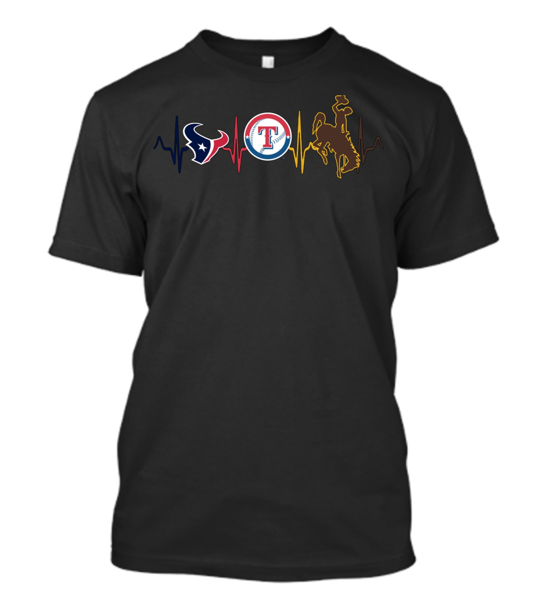 Love Texans Rangers With Cowboy Heartbeat T-Shirt